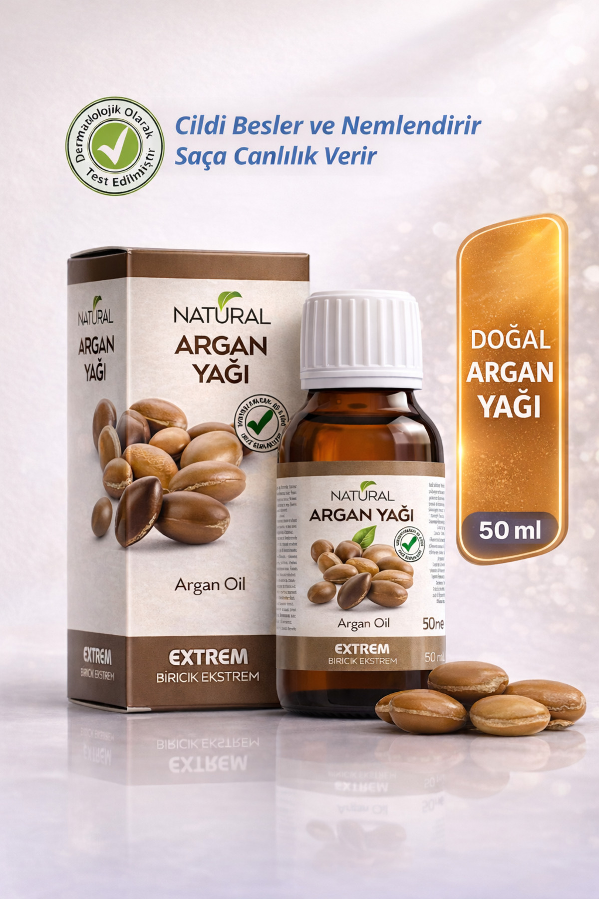 Doğal Argan Yağı - Anti-Aging & Yoğun Nemlendirici Cilt Bakım Yağı 50 ml