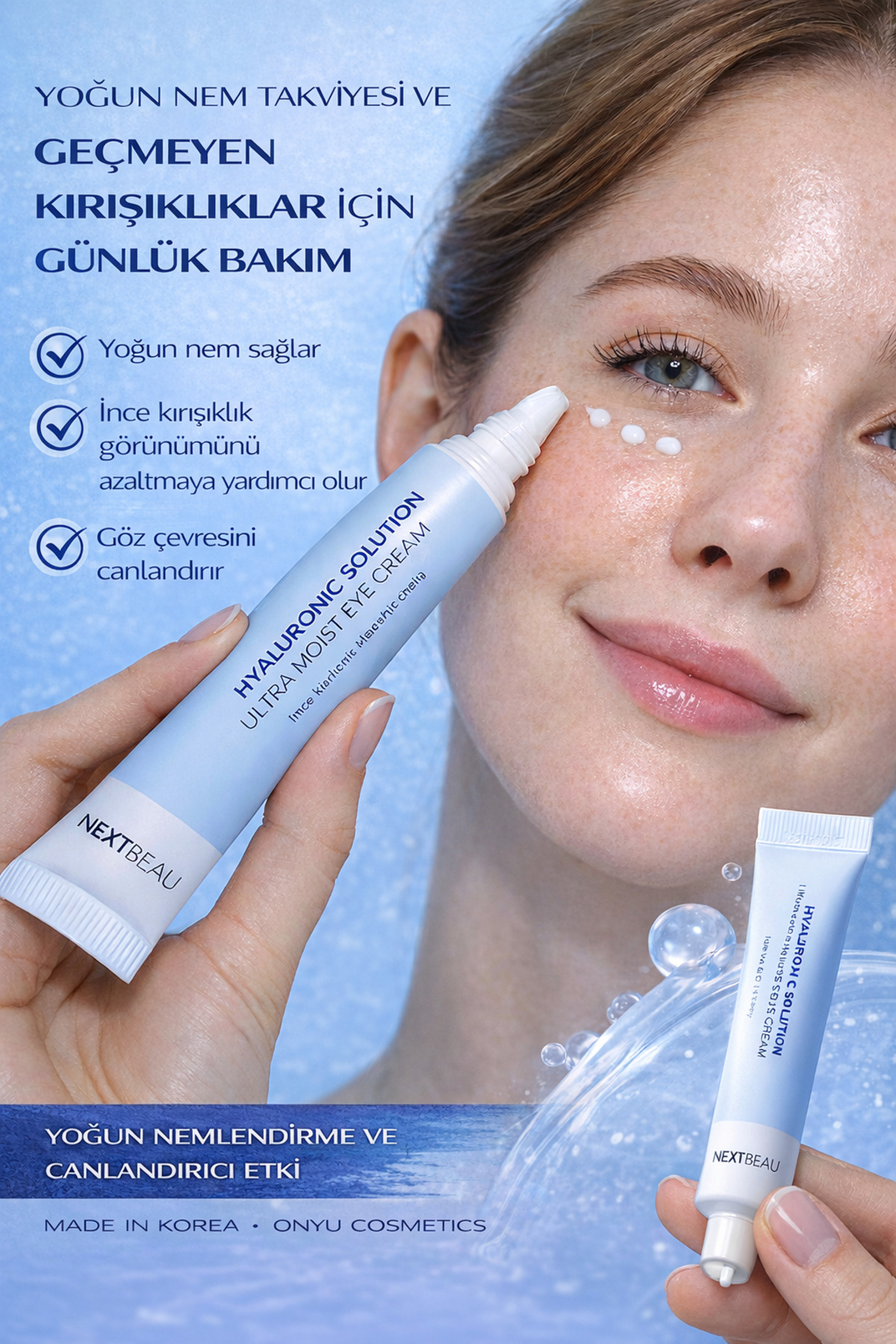 NEXTBEAU Hyaluronic Asit Yoğun Nemlendirici Göz Çevresi Bakım Kırışıklık Karşıtı Dolgunlaştırıcı Aydınlatıcı Göz Kremi