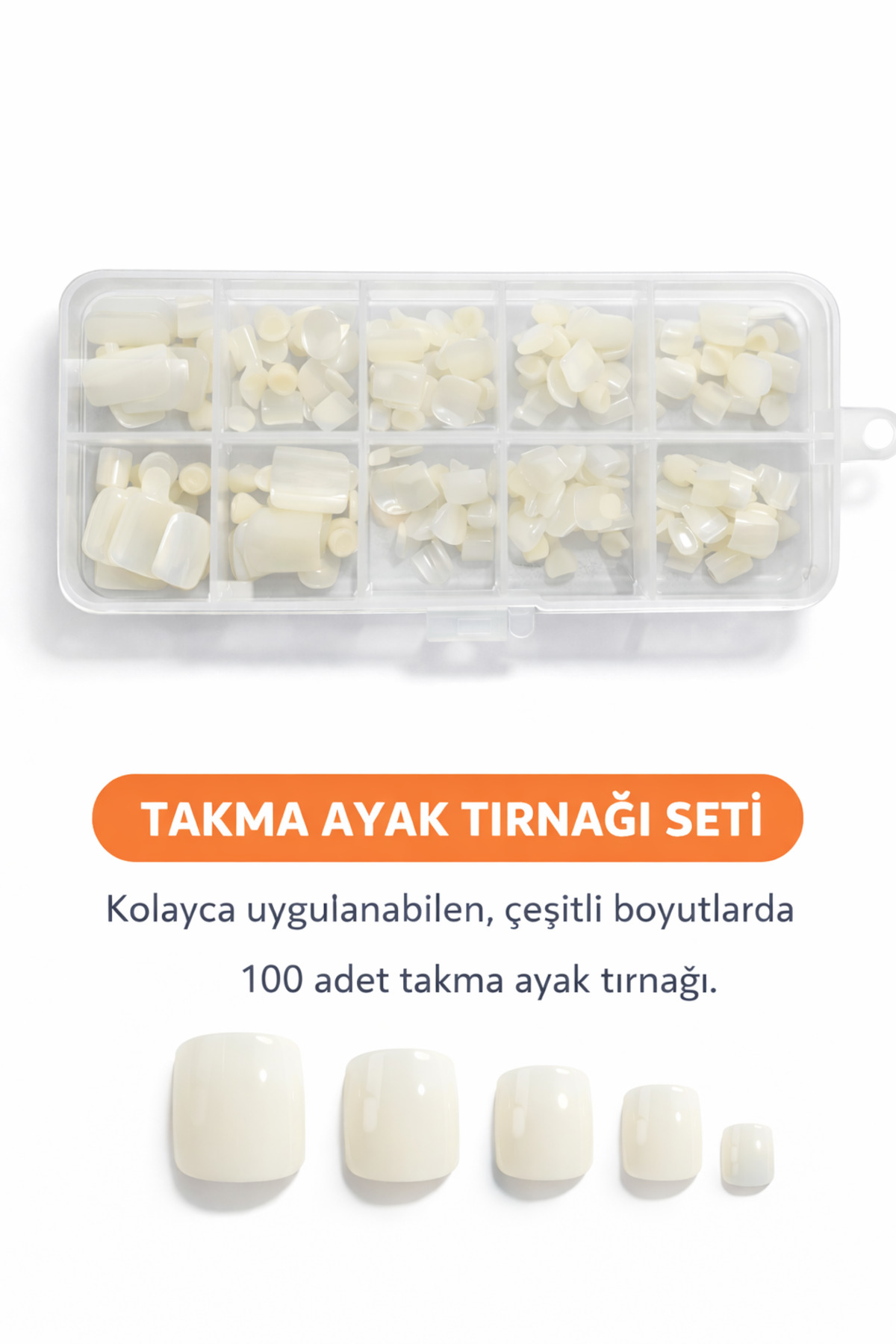 dorre Takma Ayak Tırnağı 100’lü Set – Doğal Görünüm & Kolay Uygulama