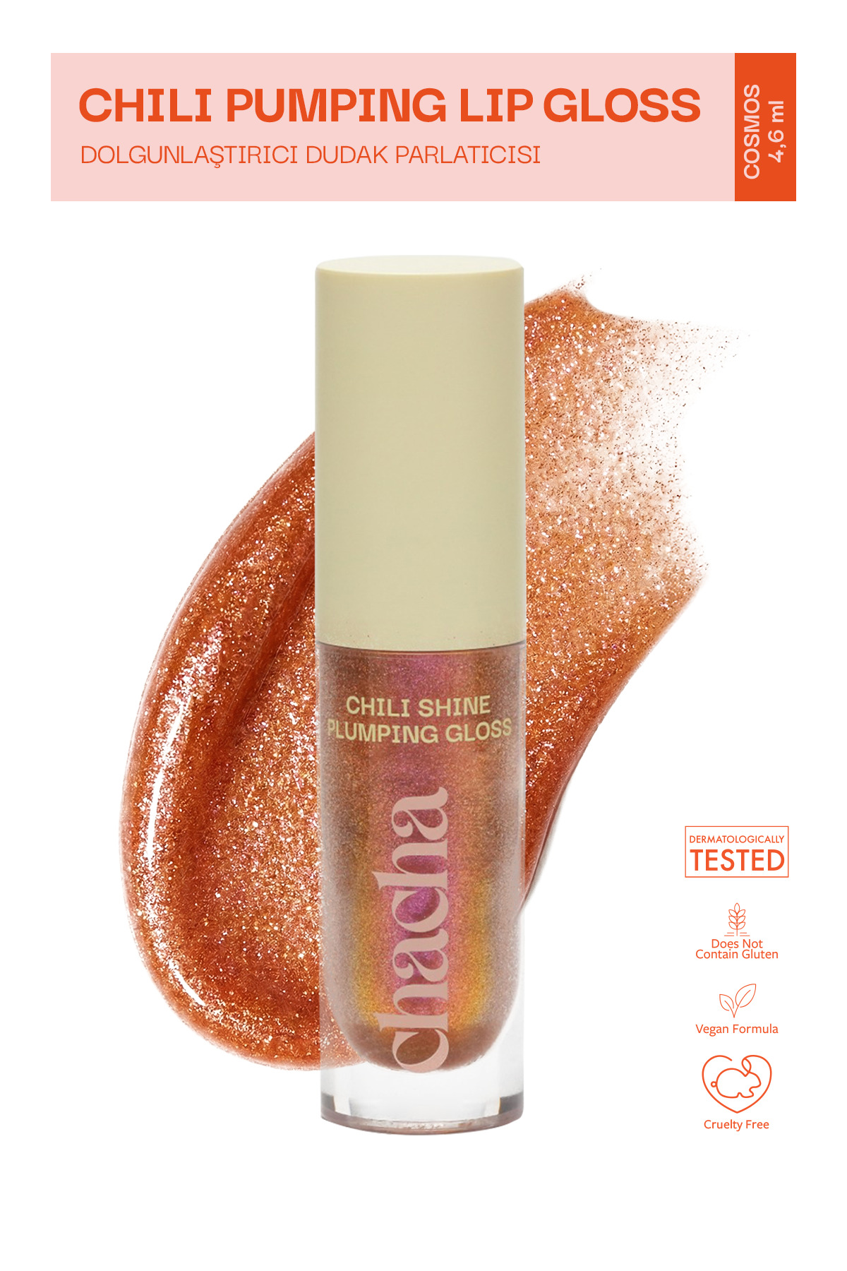 cha cha Chili Shine Plumping Gloss 11 - Dolgunlaştırıcı Dudak Parlatıcısı - Cosmos