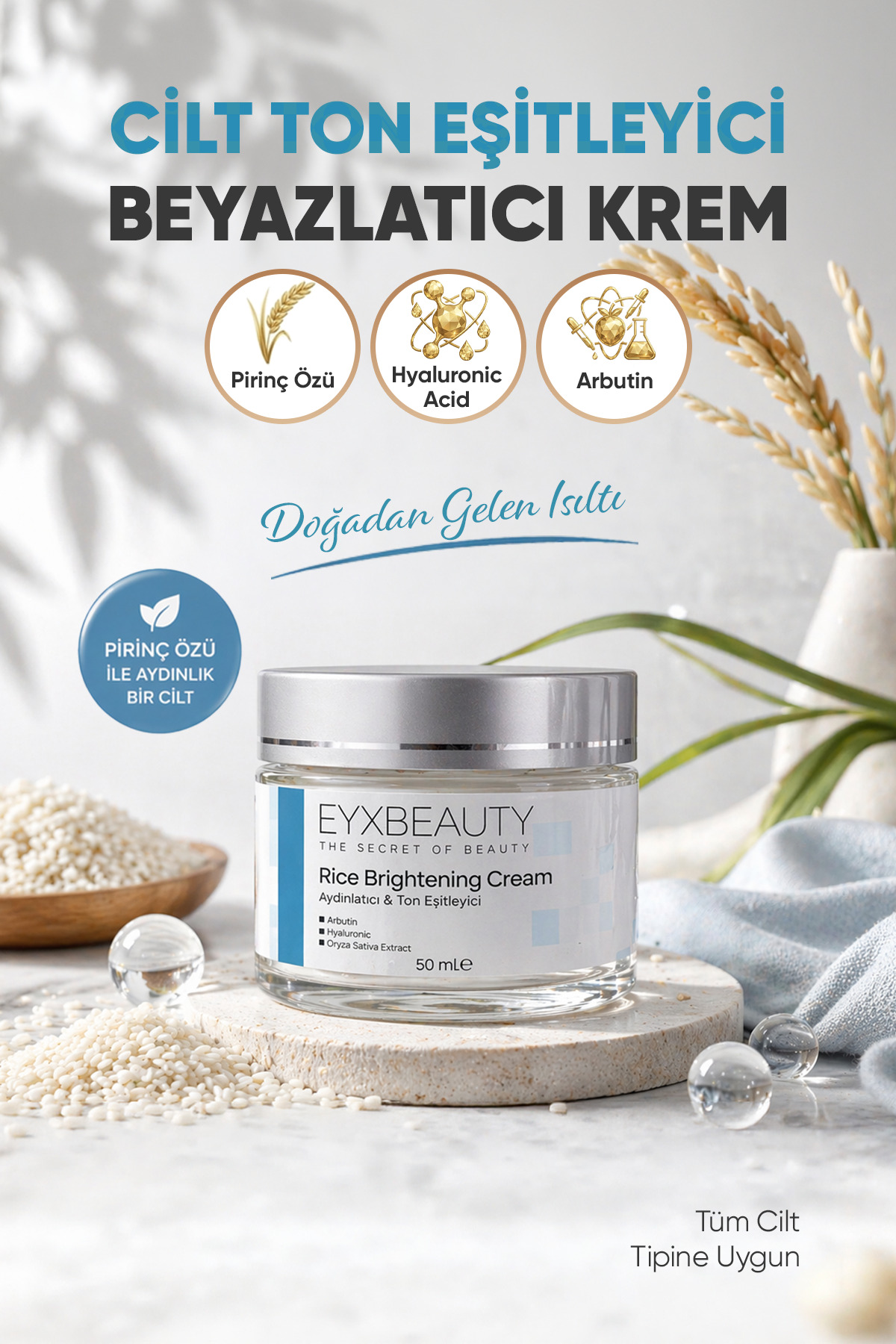 EYXBEAUTY Pirinç Özlü Cilt Beyazlatıcı Aydınlatıcı Ton Eşitleyici Bakım Kremi 50 ml
