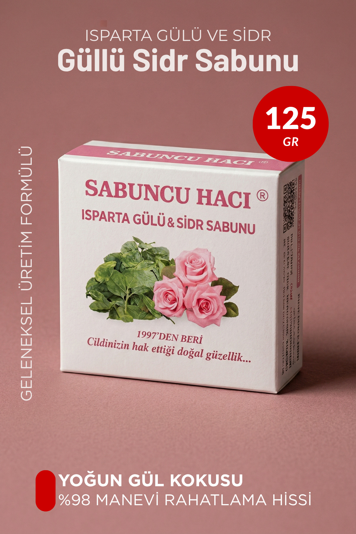 Sabuncu Hacı Es-sidre Sidir Sidr Sabunu Doğal Bitksel Terapi Isparta Güllü & Sidr Sabunu 110-125 gr ( 1 Adet )