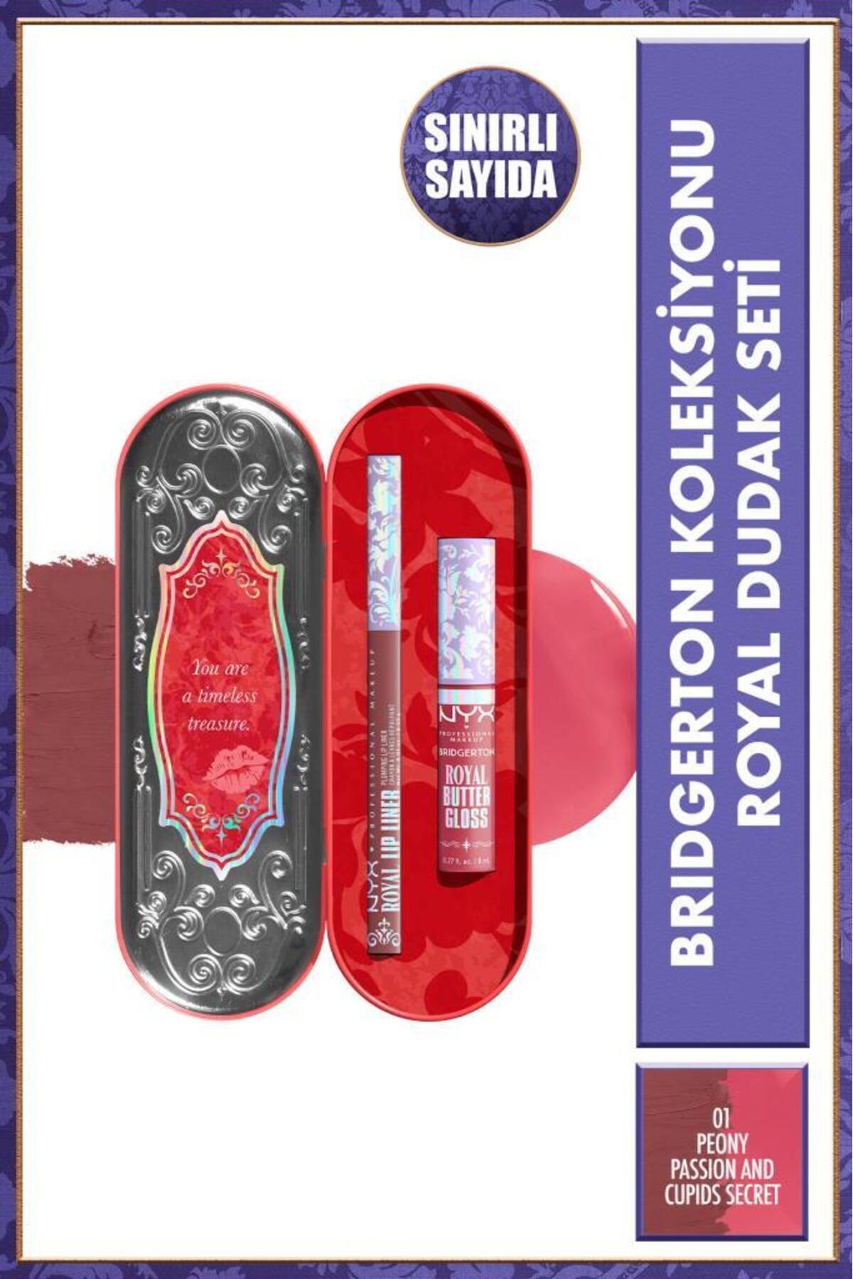 NYX Professional Makeup Bridgerton Koleksiyonu Royal Dudak Seti - Peony Passion And Cupids Secret