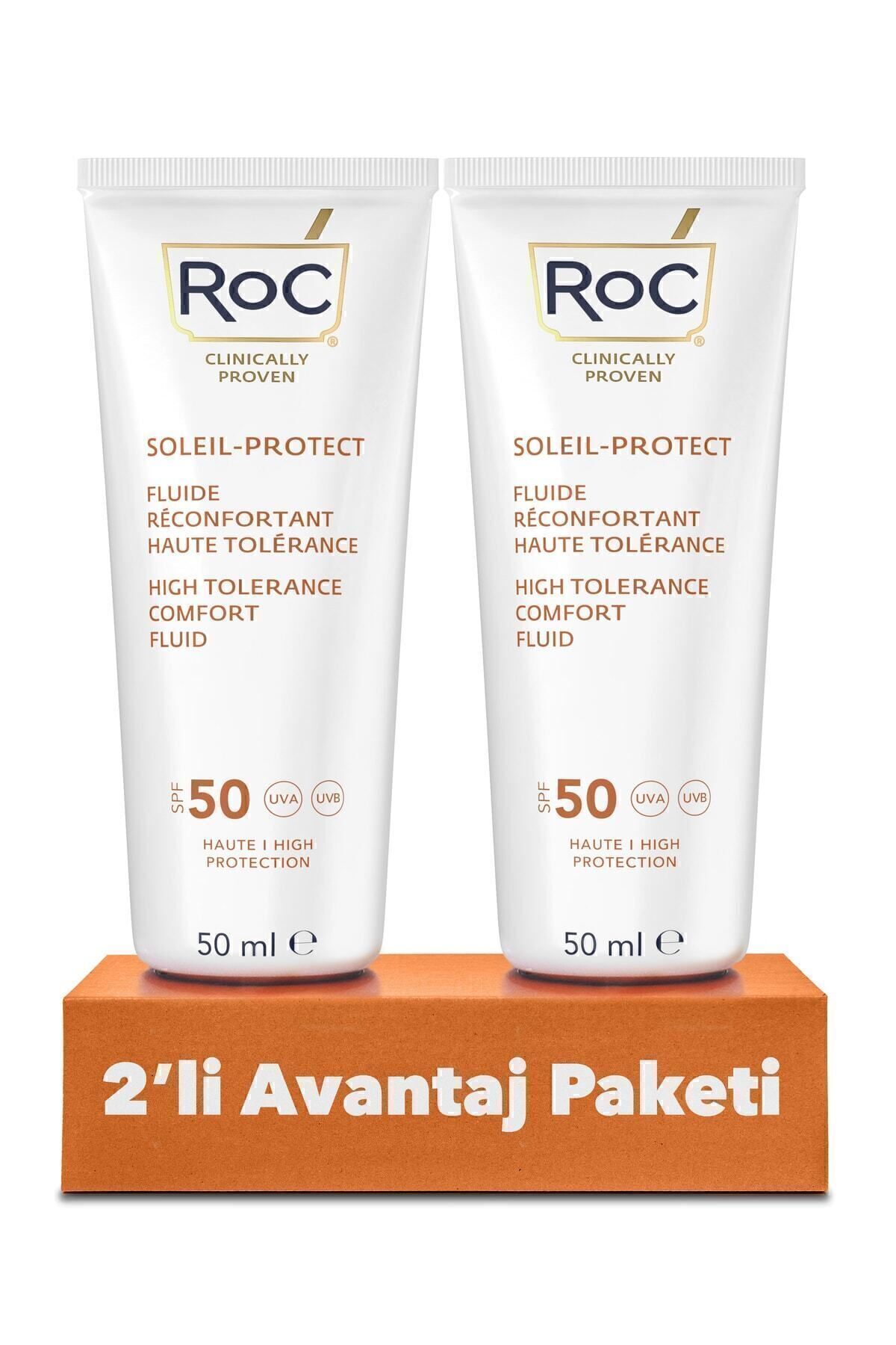 Roc Soleil-Protect High Tolerance 50 Faktör Güneş Korumalı Rahatlatıcı Likit Yüz Güneş Kremi 2x50 ml