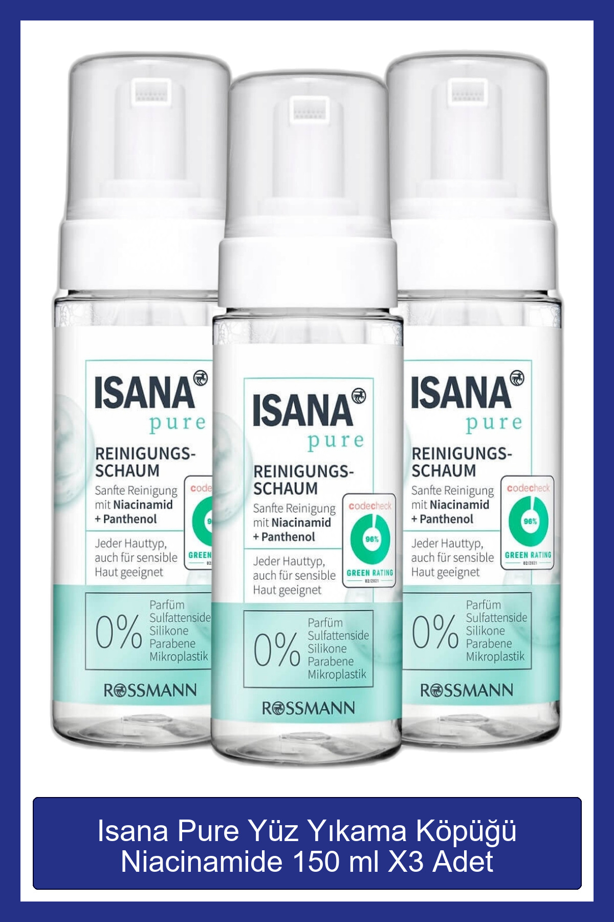 ISANA Pure Yüz Yıkama Köpüğü Niacinamide 150 ml X3 Adet