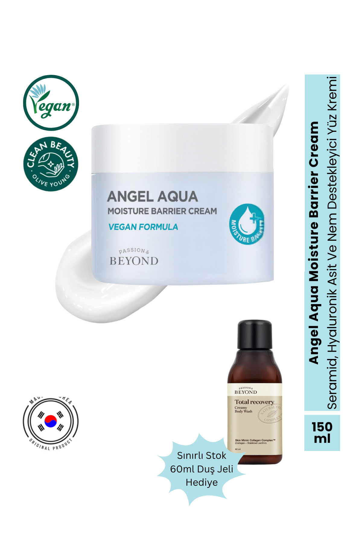Passion&Beyond Angel Aqua Moisture Barrier Cream Bariyer Onarıcı Nemlendirici Krem Hyaluronik Asit Panthenol 150 ml