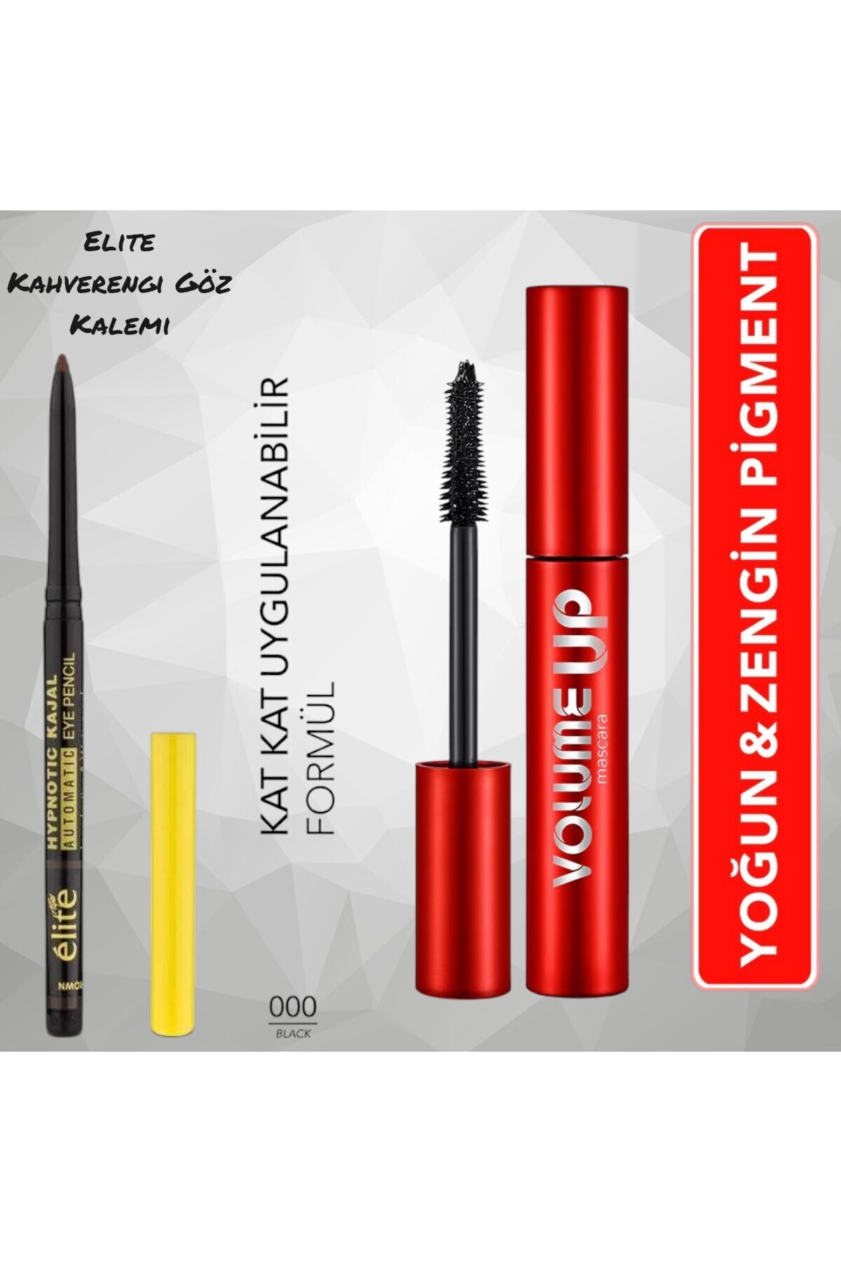 Flormar Volume Up Yüksek Pigmentli & Hacim Etkili Maskara + Elite Kahverengi Göz Kalemi