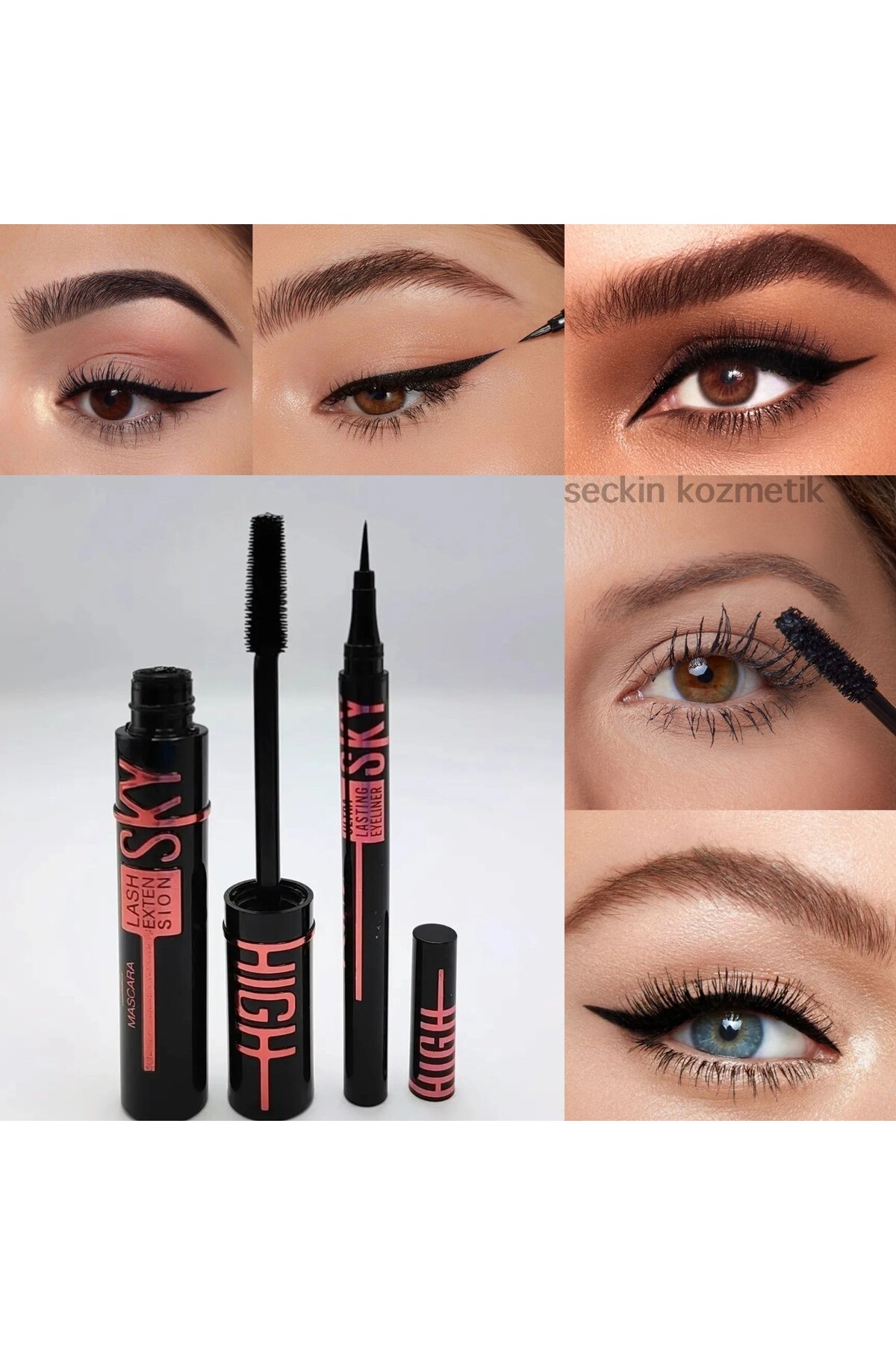 Seckinnn Lash Extension Seti – Uzatıcı Maskara & Kalıcı Likit Eyeliner Seti (Hacim & Keskin Çizgi Etkisi)
