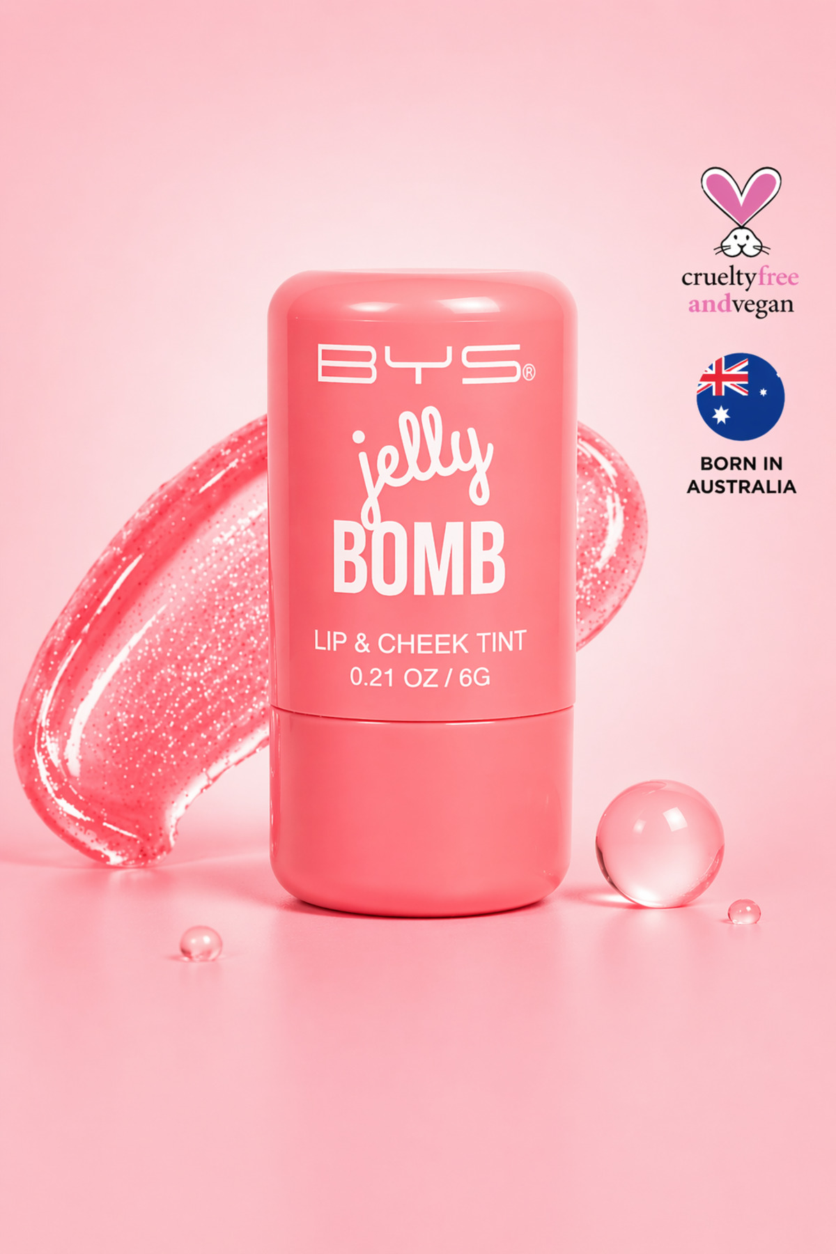 BYS Australia BYS Jelly Bomb Lip & Cheek Tint Coral Crush (Mercan Ton) – Dudak & Yanak İçin Nem Veren, Canlı Tint