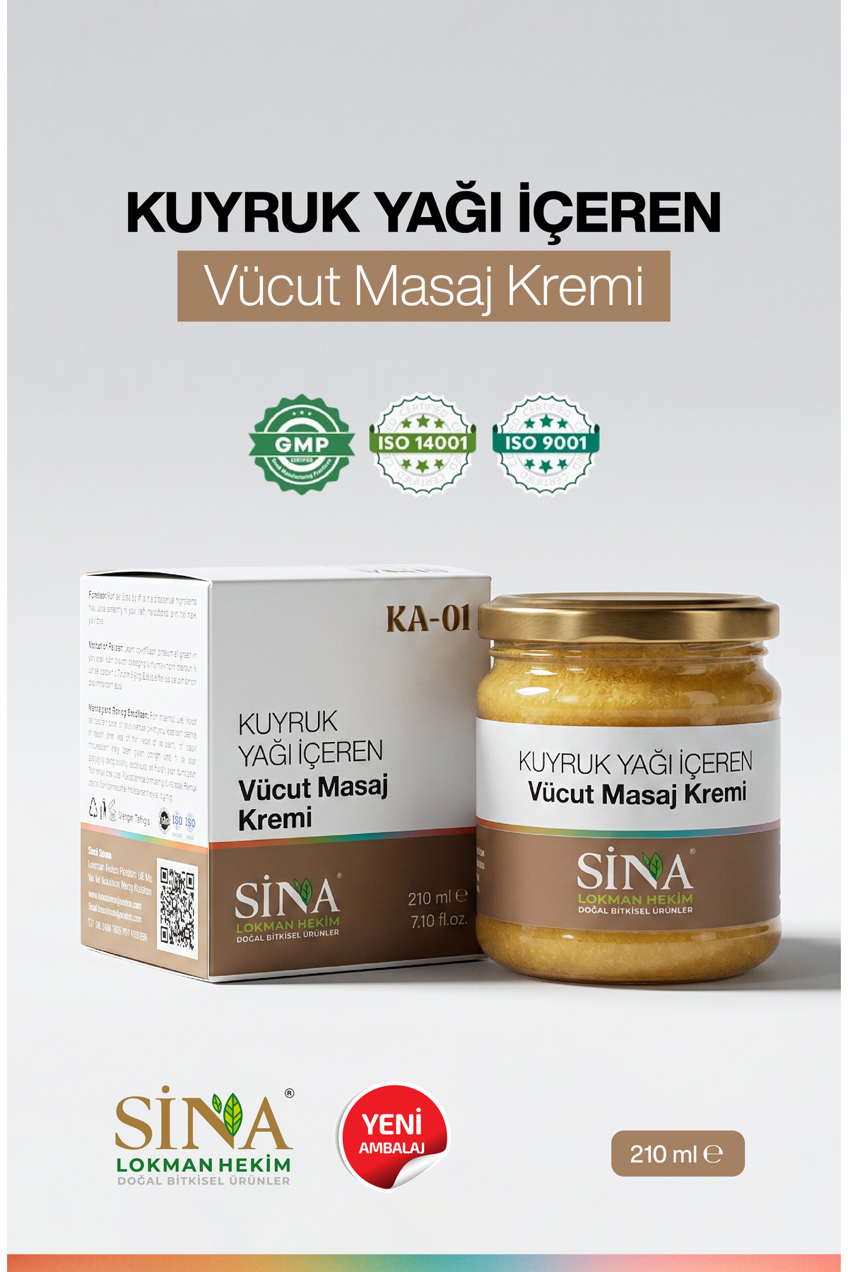 SİNA LOKMAN HEKİM KUYRUK YAĞI ÖZLÜ 210 ML. YENİ AMBALAJI İLE YAKICIDIR YÜZE SÜRÜLMEZ