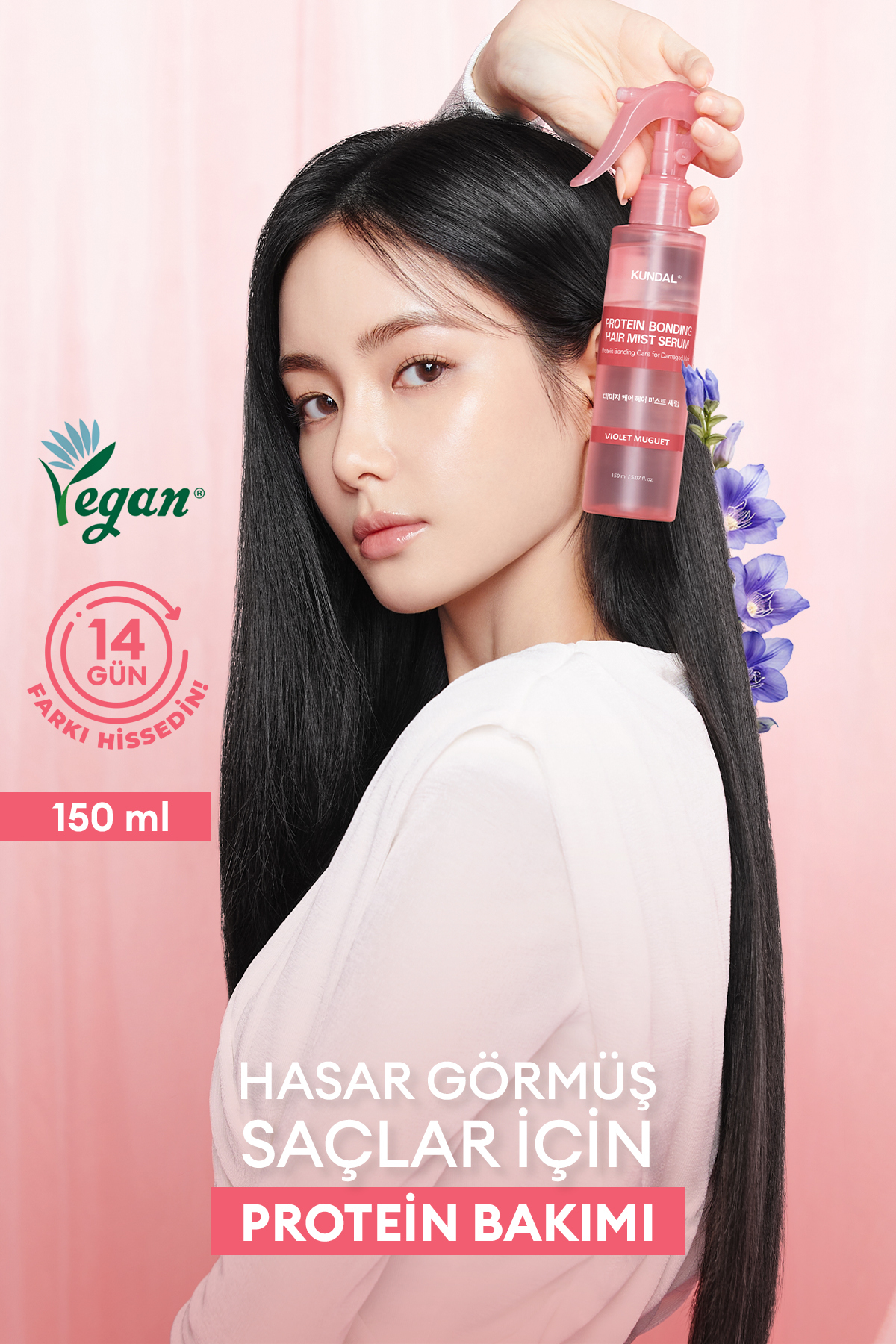Kundal Yoğun Onarıcı ve Isı Koruyucu Mist Serum KUNDAL Protein Bonding Hair Mist Serum 150ml Violet Muguet