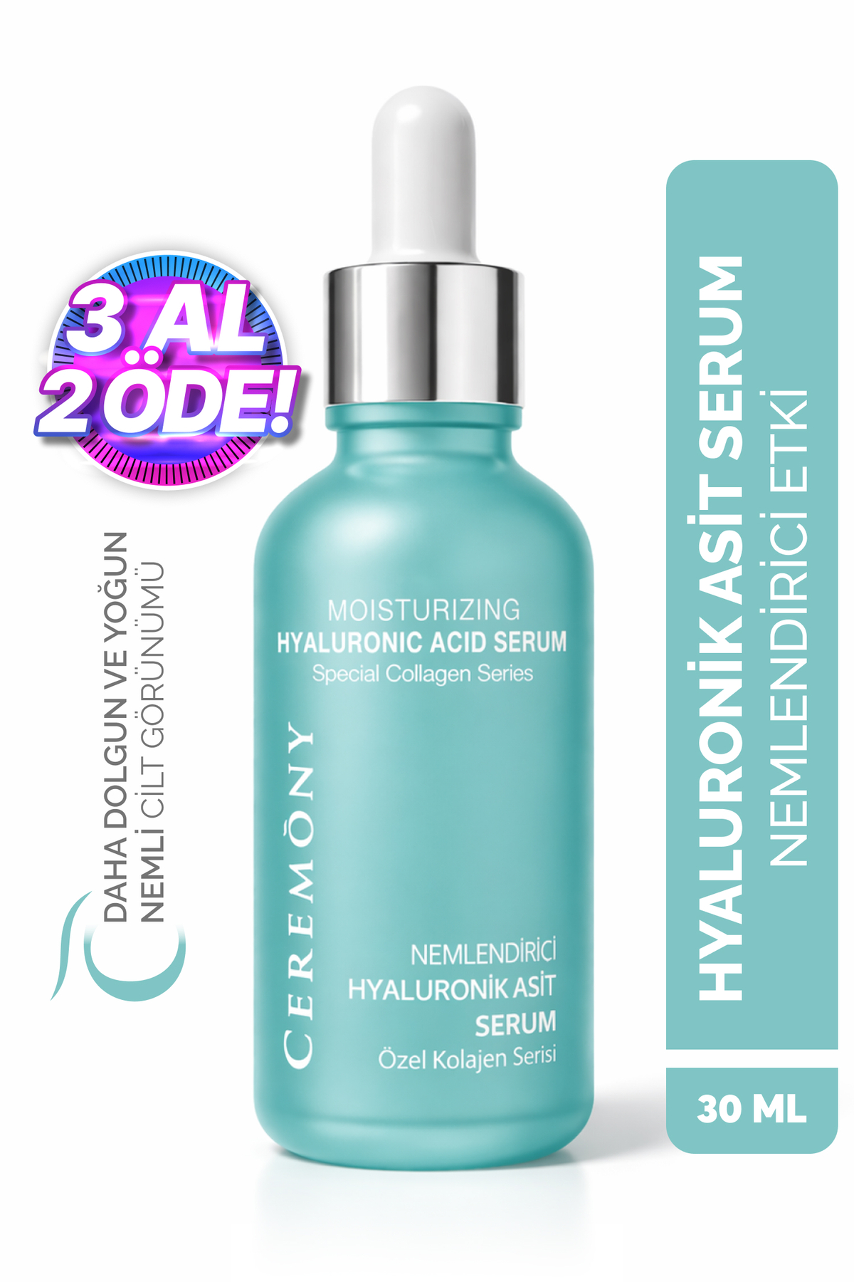 Ceremony Hyaluronik Asit Serum 30 ml | Yoğun Nem Dolgunluk Cilt Bariyer Onarıcı