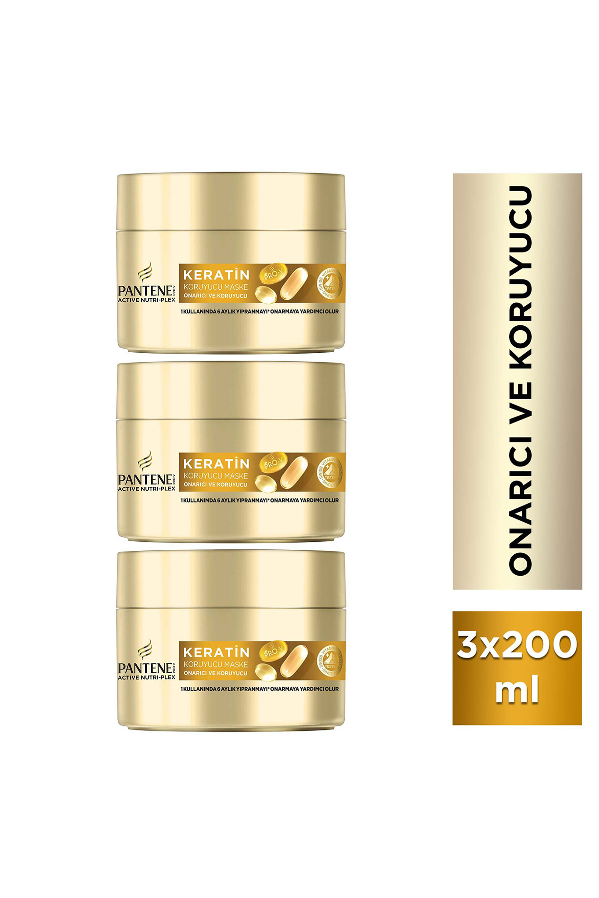 Pantene Pro-V Onarıcı & Koruyucu Keratin Protect Saç Maskesi 200ml Yıpranmış Saçlar x 3 Adet"