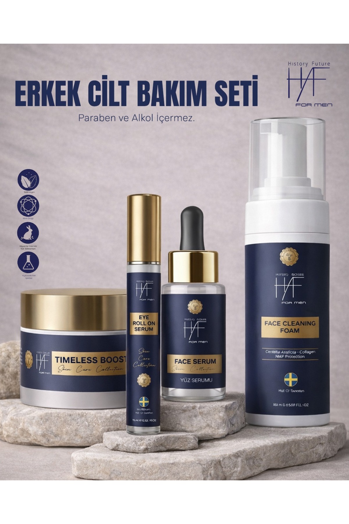history future Erkek Yüz Bakım Seti | Göz Serumu Yüz Serumu Yüz Temizleme Köpüğü Yüz bakım Krem