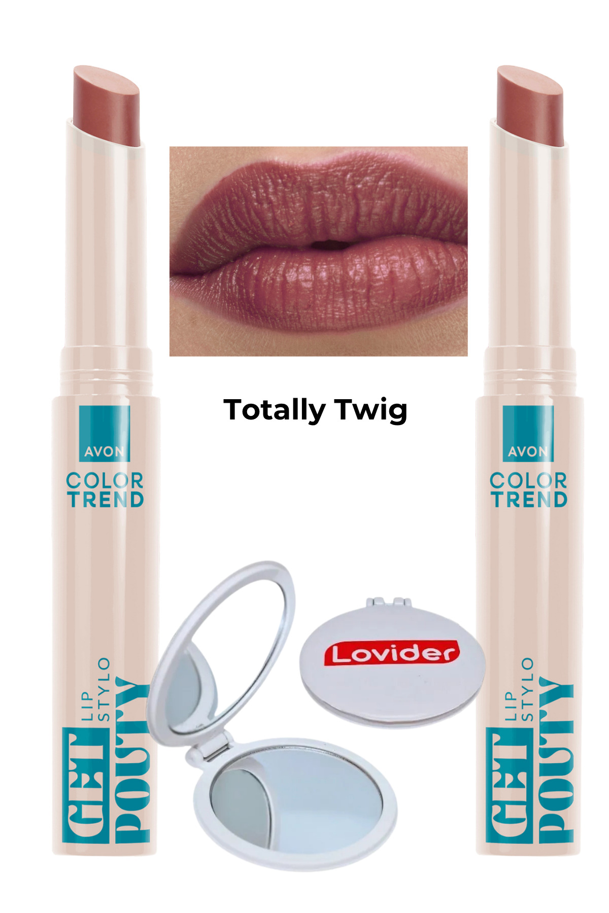 AVON Color Trend Beauty Ruj - Totally Twig 2'li + Lovider Cep Aynası Hediye