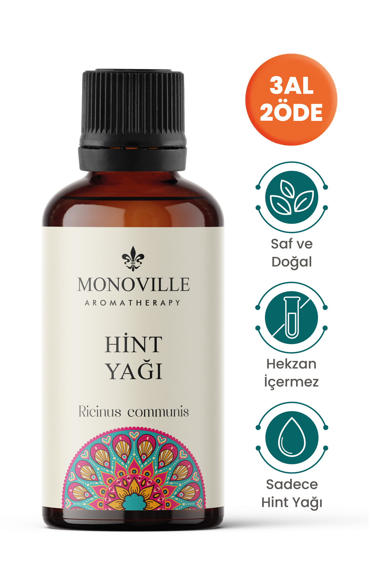 Monoville Hint Yağı ( Yoğun Kıvamlı Yağ ) 30 ml Soğuk Sıkım Saf Ve Doğal (Castor Oil)