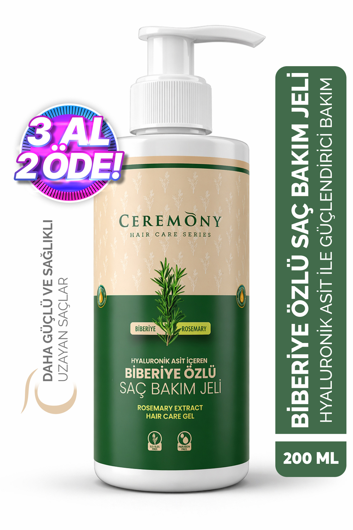 Ceremony Saç Uzatma Etkili Biberiye Bakım Jeli 200 Ml