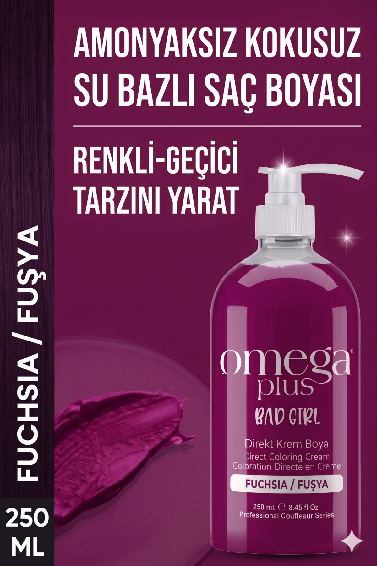 Omega Plus Bad Girl Fuşya Geçici-renkli Amonyaksız Saç Boyası 250 ml