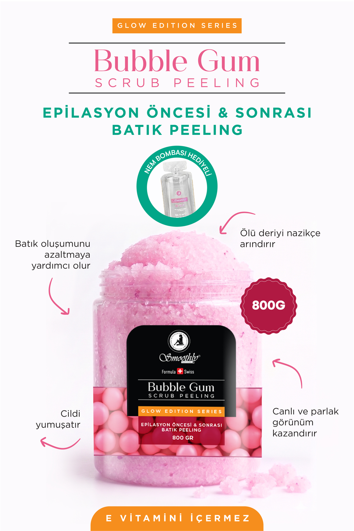 Smoothly Çilek Bacak Peeling Batık Peelingi Sakız 800g E Vitamini Içermez