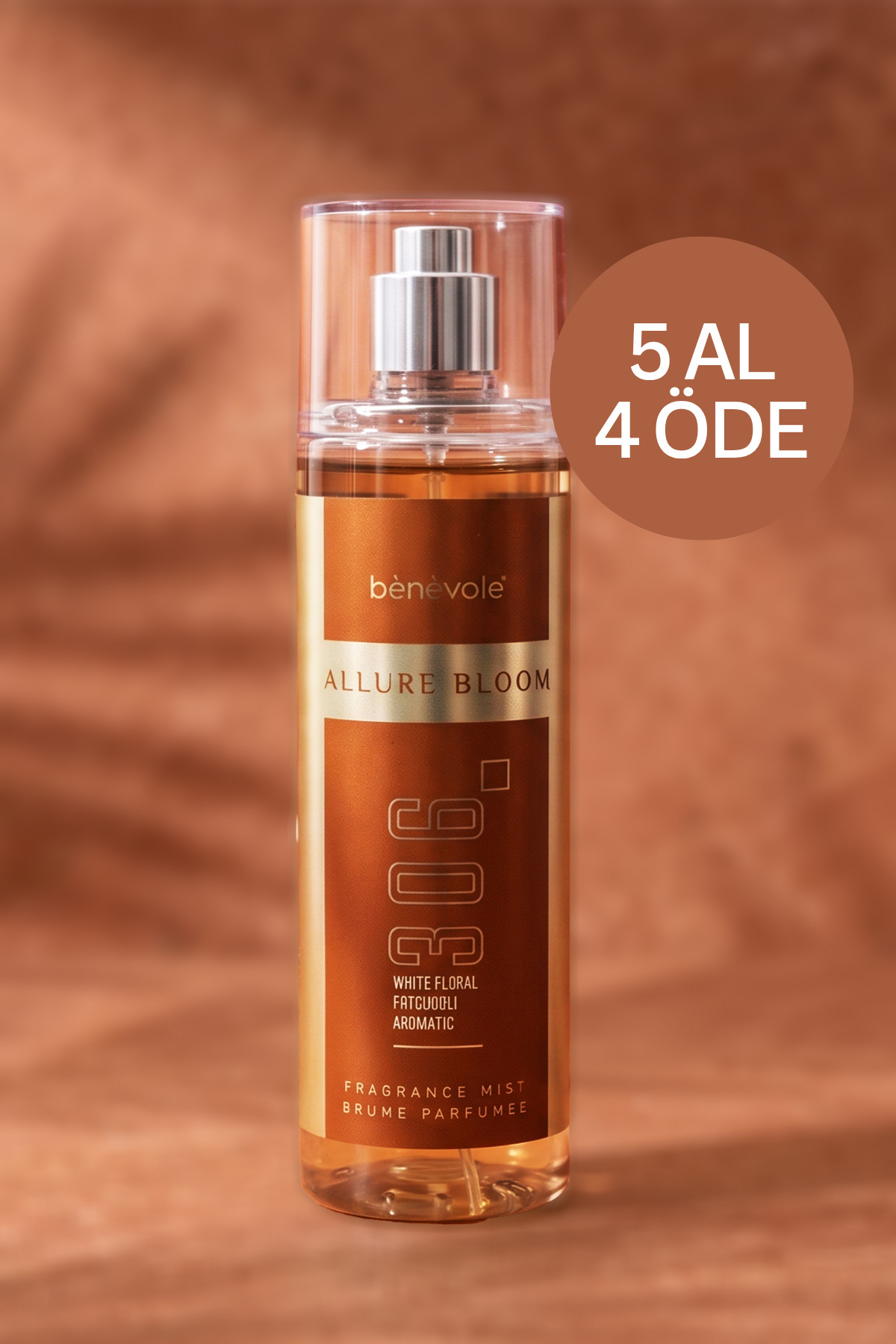 Benevole Allure Bloom 306 Vücut Spreyi | Body Mist | Şeftali & Yasemin Notalı Premium Kalıcı Kadın Parfümü | 200 ml
