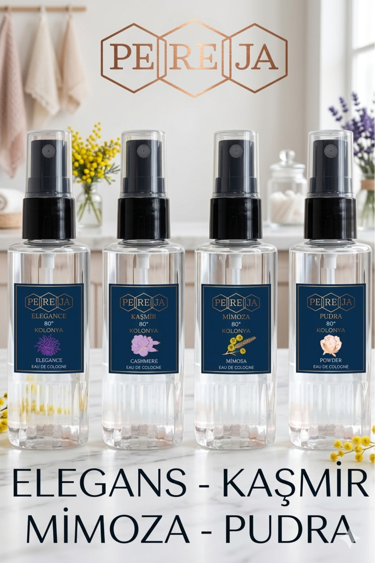 Pereja 4’lü Kolonya 50 ml Elegance-mimoza-pudra-kaşmir