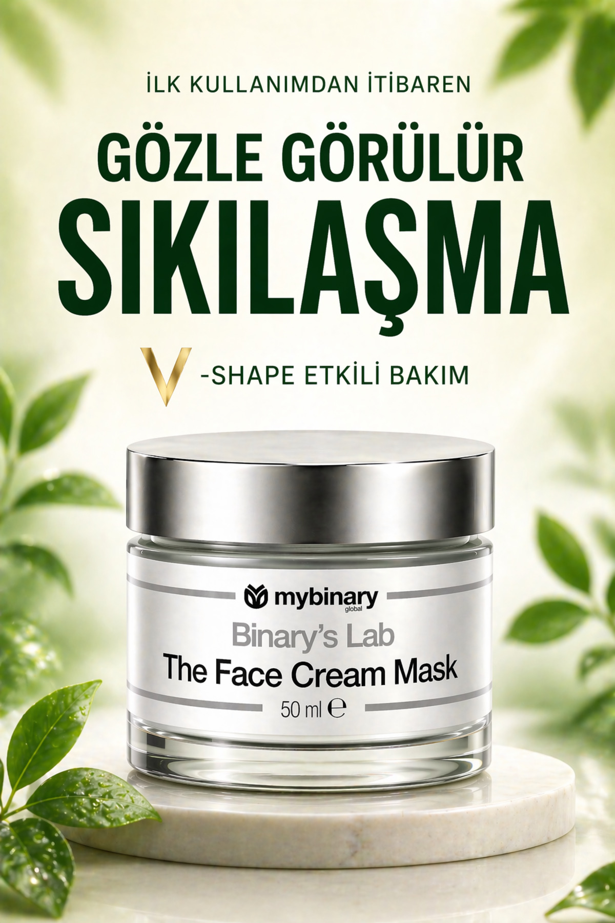 zinderm Yüz Boyun Çene,Gıdı ve Gözenek Sıkılaştırıcı Toparlayıcı Nemlendirici V-line Gece Krem Maskesi 50 ml