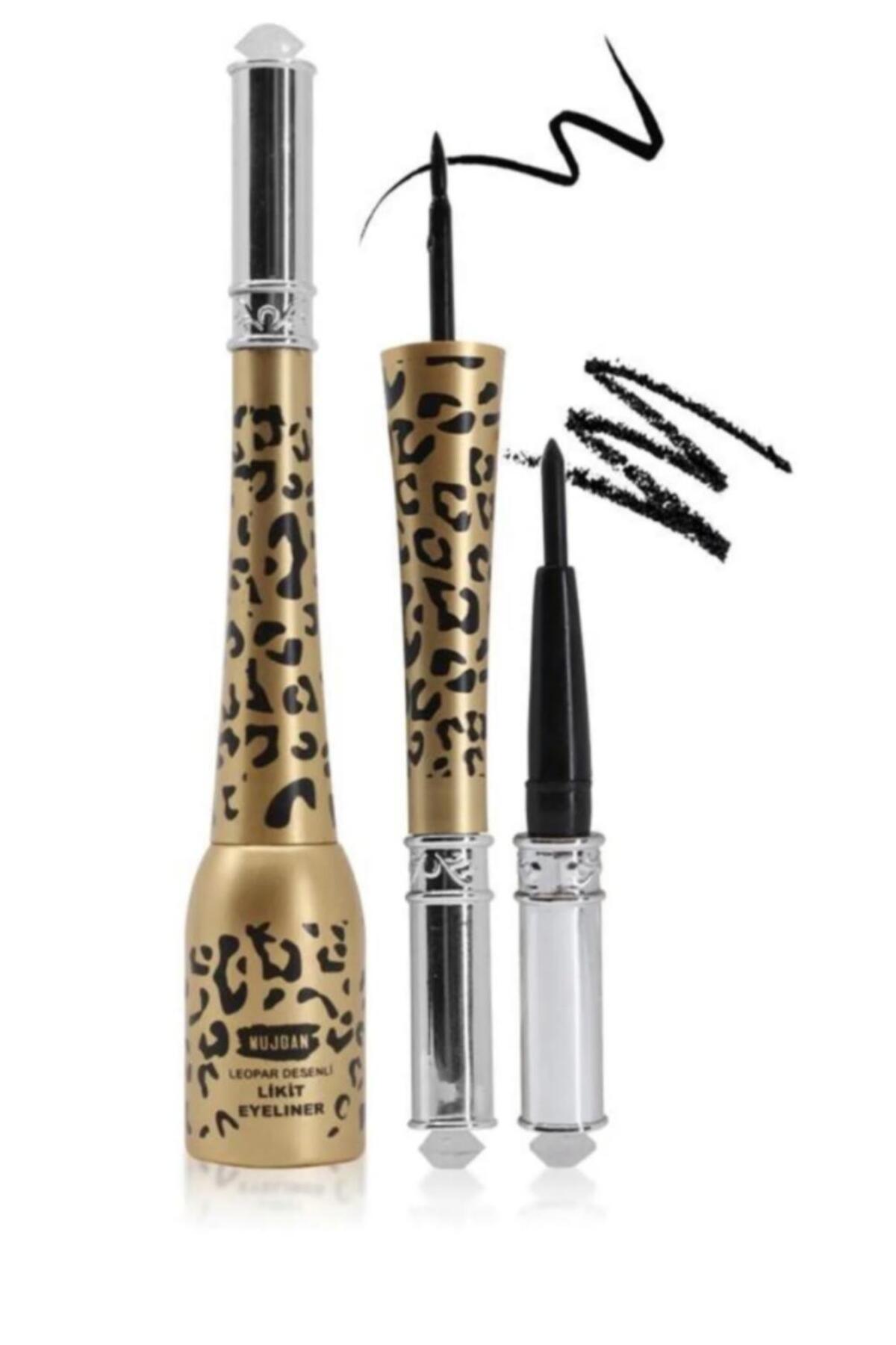GÖZDEM BİJUTERİ Mujgan Leopar Desenli Likit Eyeliner Suya Dayanıklı Siyah Dipliner