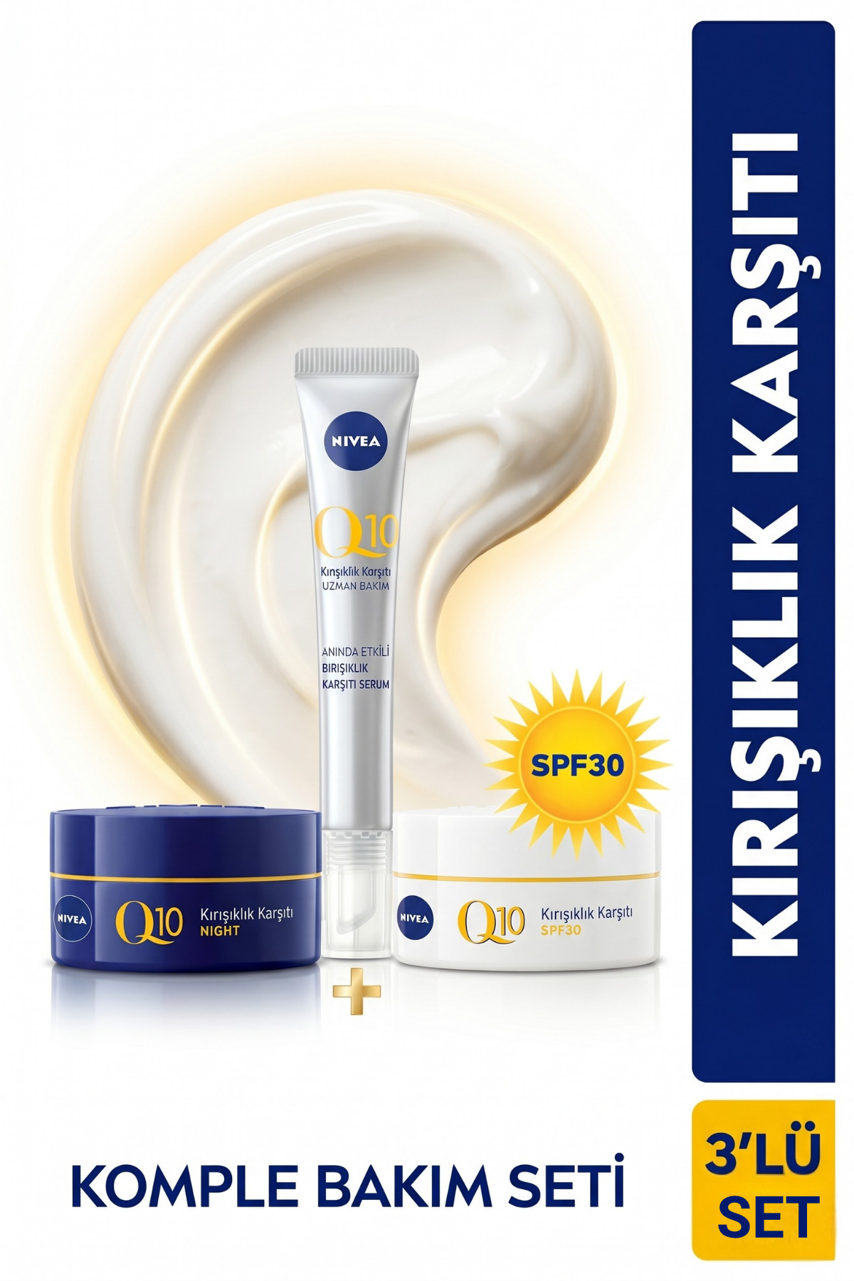 NIVEA Q10 Power Kirisiklik Karsiti Komple Set Serum 15ml + Gunduz Kremi + Gece Kremi
