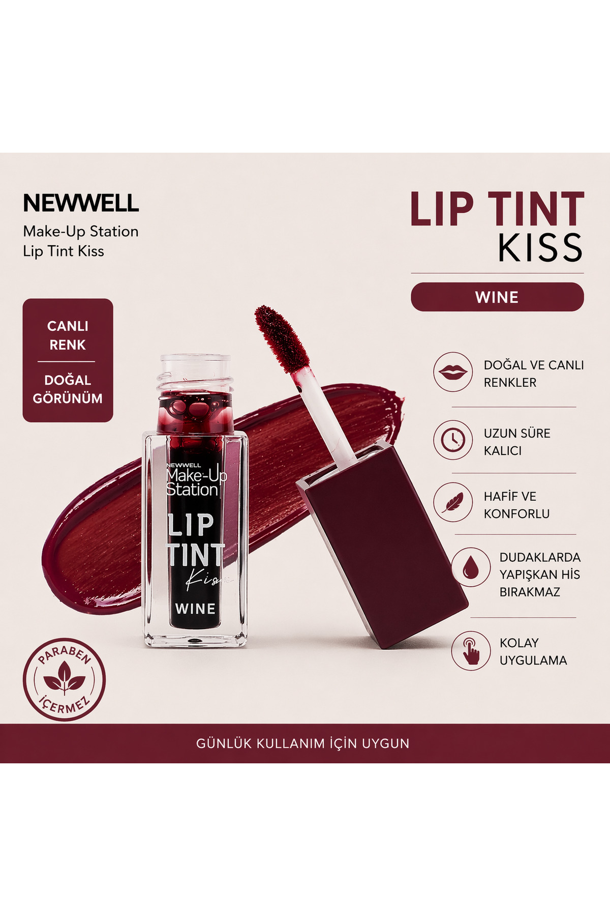 New Well Newwell Make-Up Station Lip Tint Kiss – Wine