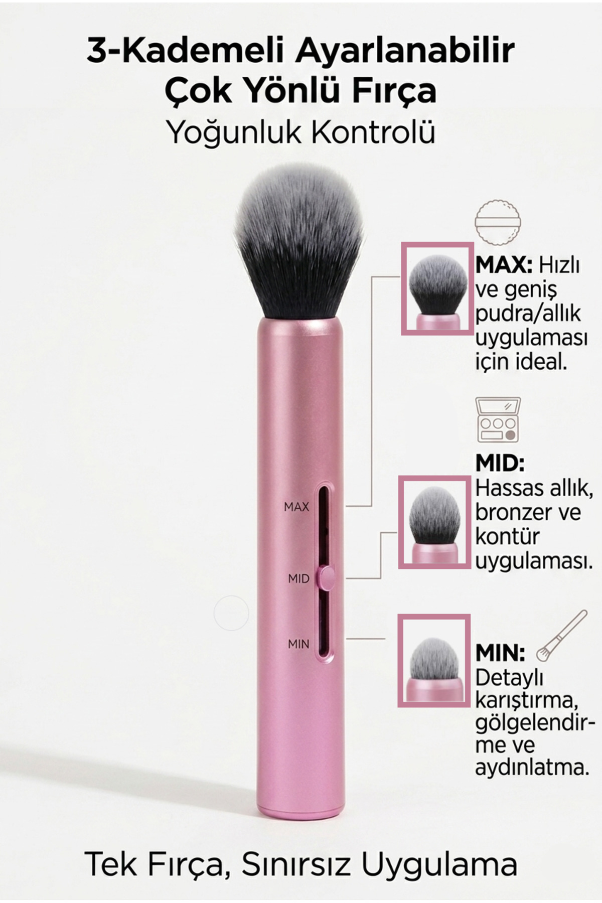 efero Ayarlanabilir Custom Makyaj Fırçası 3 Kademeli
