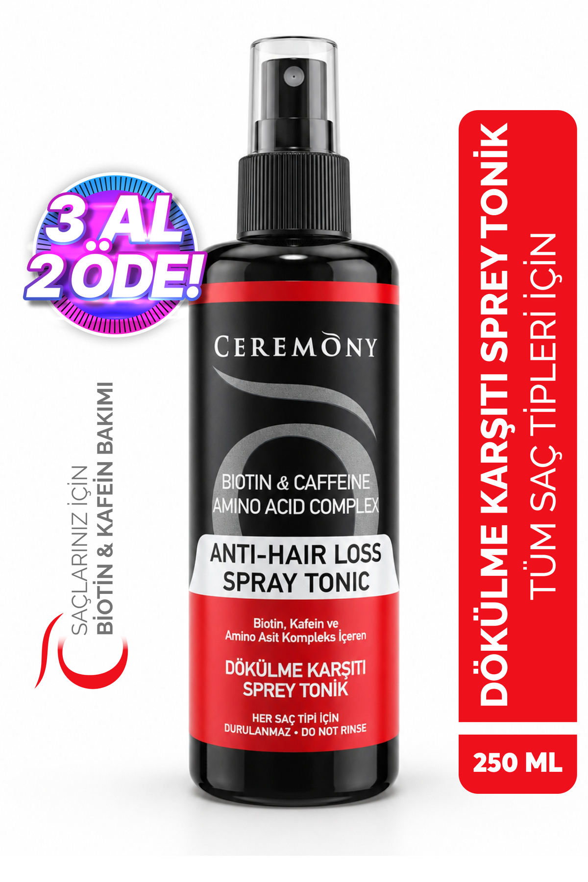 Ceremony Biotin & Kafein & Amino Kompleks İçeren Dökülme Karşıtı Saç Sprey Toniği 250 ml