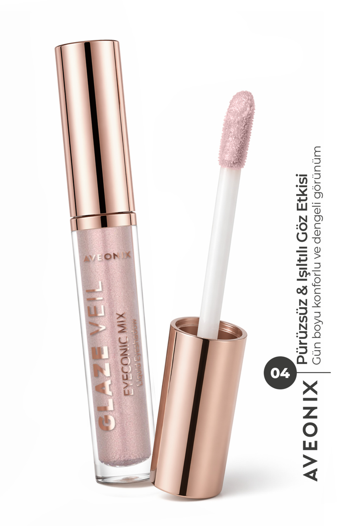 AVEONIX Glaze Veil Likit Göz Farı 04 Yoğun Renk Veren Kalıcı Bulaşma Yapmayan Smooth Bitiş