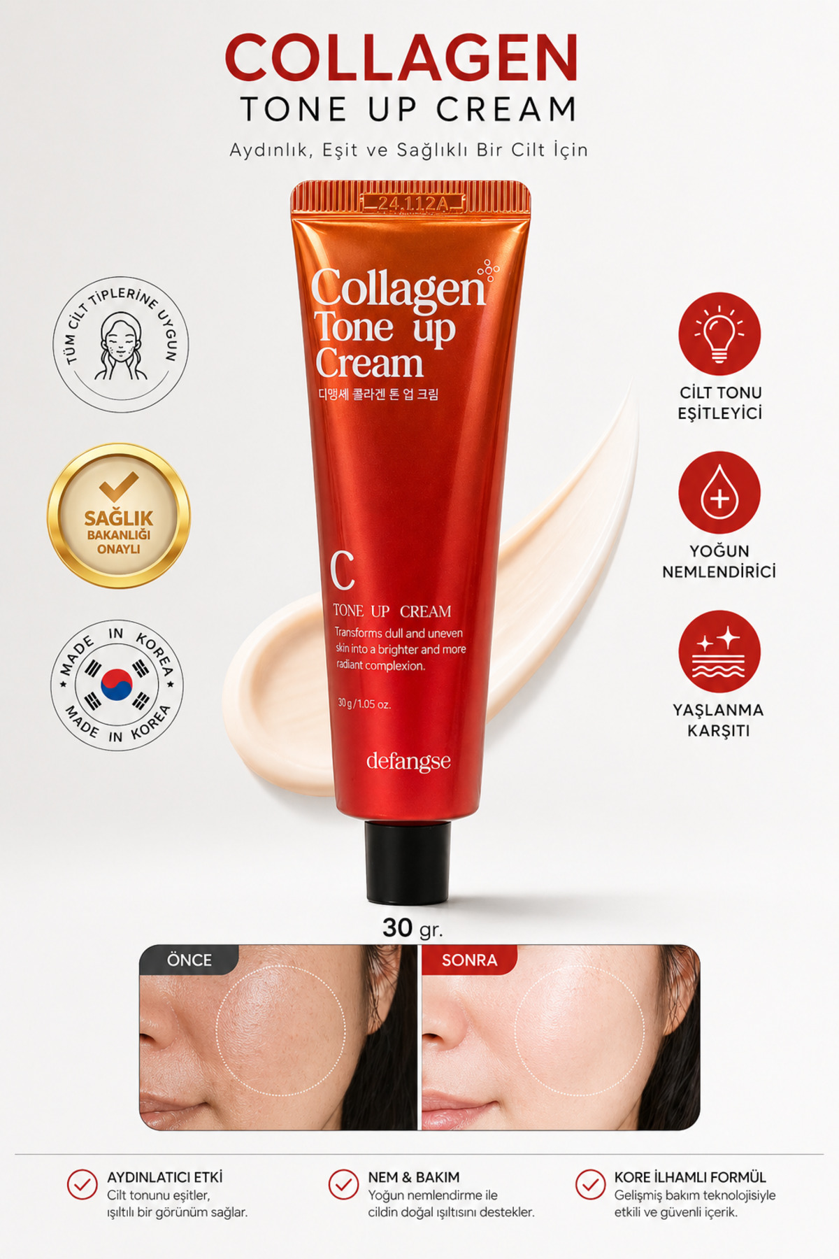 MBL Teresia Collagen Tone-Up Cream – Aydınlık ve Eşitlenmiş Cilt Kolajen İçerikli Yüz Kremi 30ml
