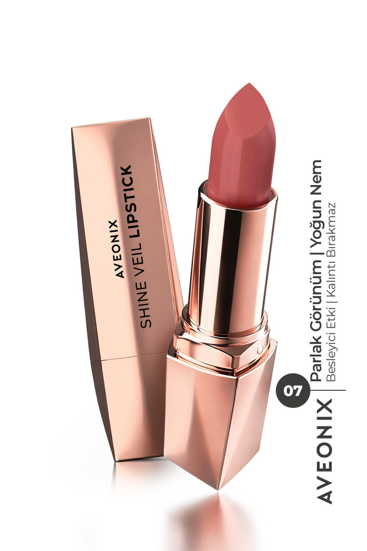 AVEONIX Shine Veil Parlak Ruj 07 Nemlendirici Pürüzsüz Dolgun Dudak Etkili Lipstick