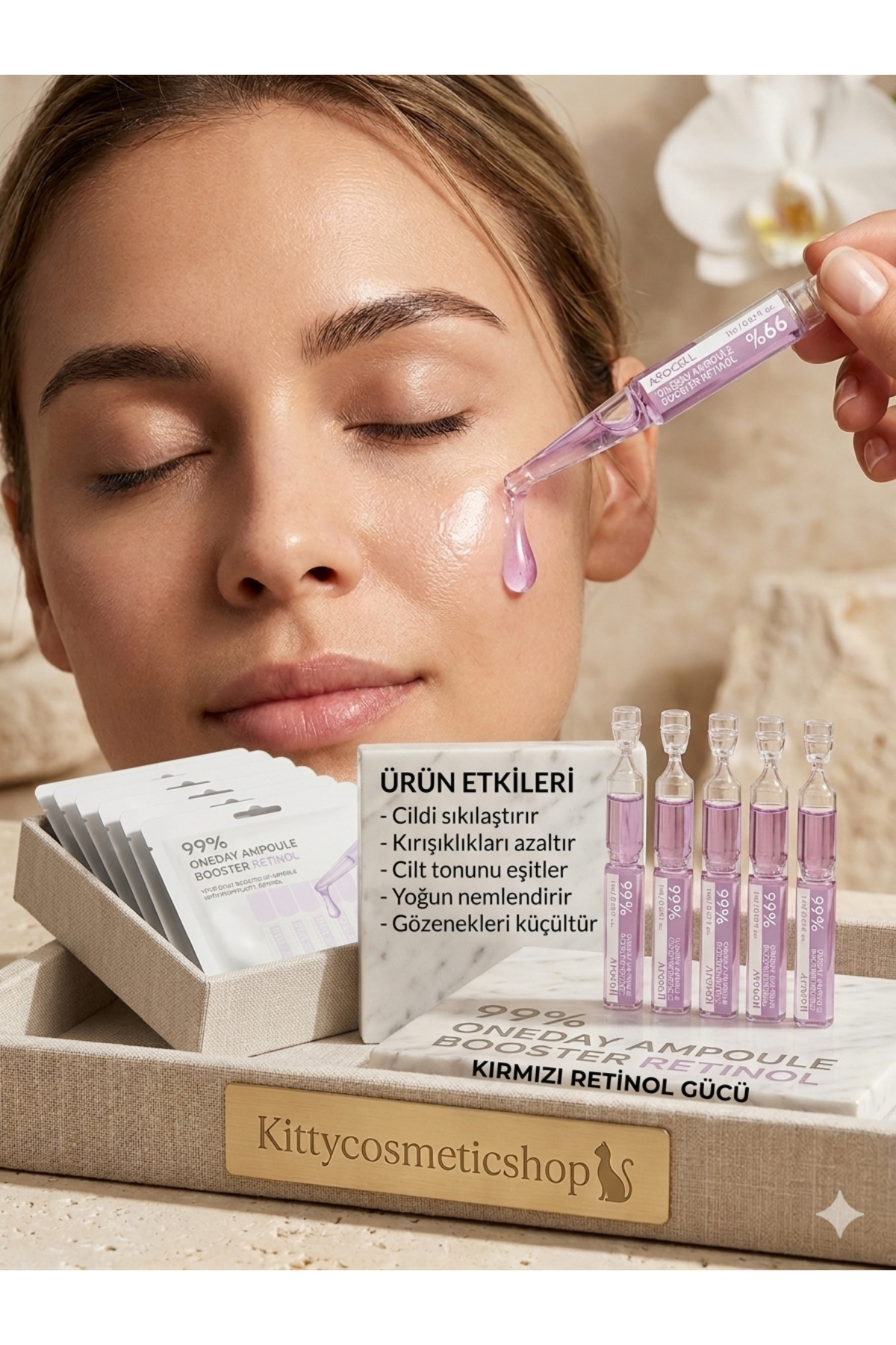 AROCELL 99% Oneday Booster Ampoule(Retinol), 1ML X 5 ADET(Retinol İçeren Güçlendirici Booster Serum)
