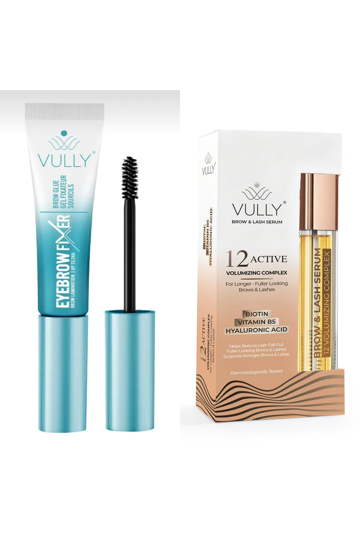VULLY Brow Fixer 7 ml – Şeffaf Kaş Sabitleyici Maskara, 24H Laminasyon Etkisi, Biotin & Panthenol + 12 Aktif içerikli Hacim Veren- Dolgunlaştırıcı - Güçlendirici ve Uzatıcı Kaş ve Kirpik Serumu 5Ml