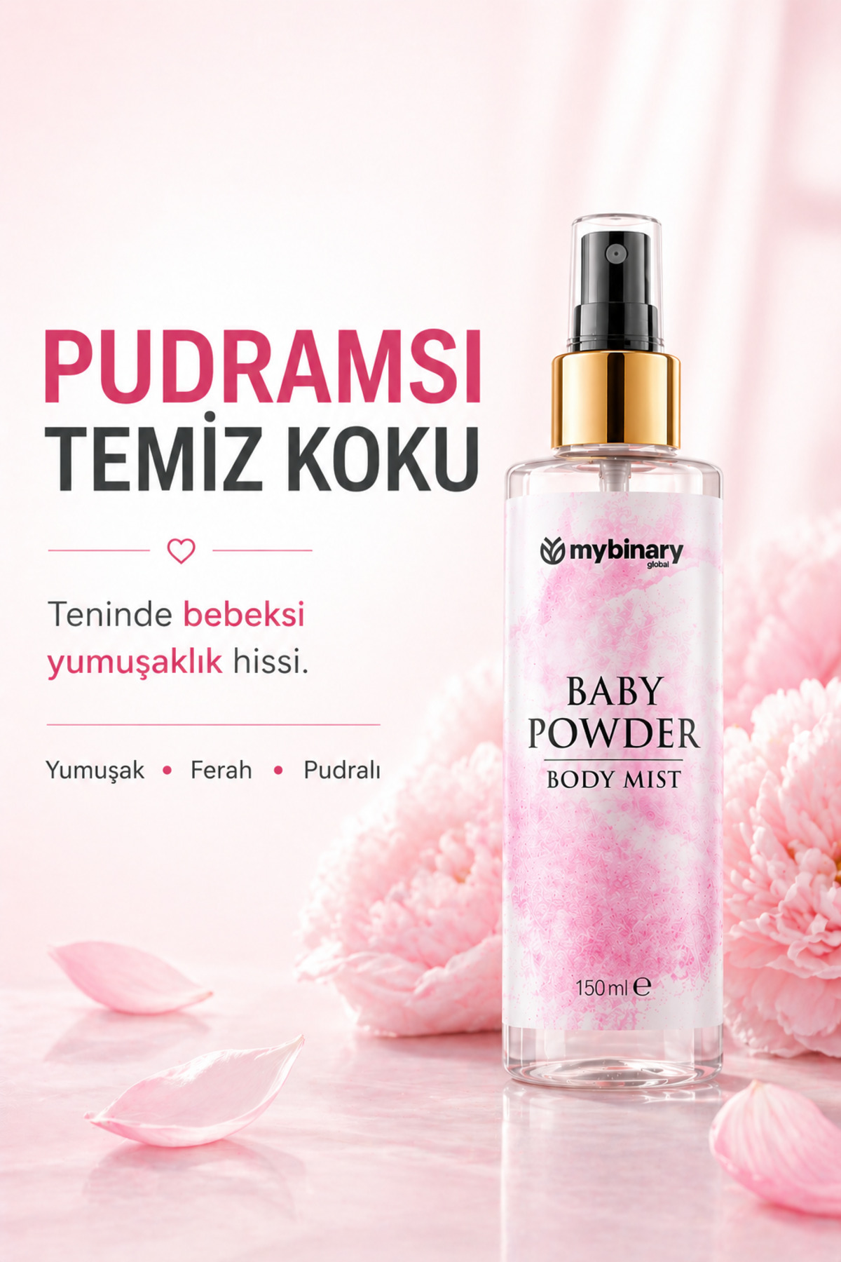 zinderm Bebek Pudrası Parfümlü Kadın Vücut Spreyi Bebeksi ve Etkileyici Vücut Misti Body Mist Spray 150ml