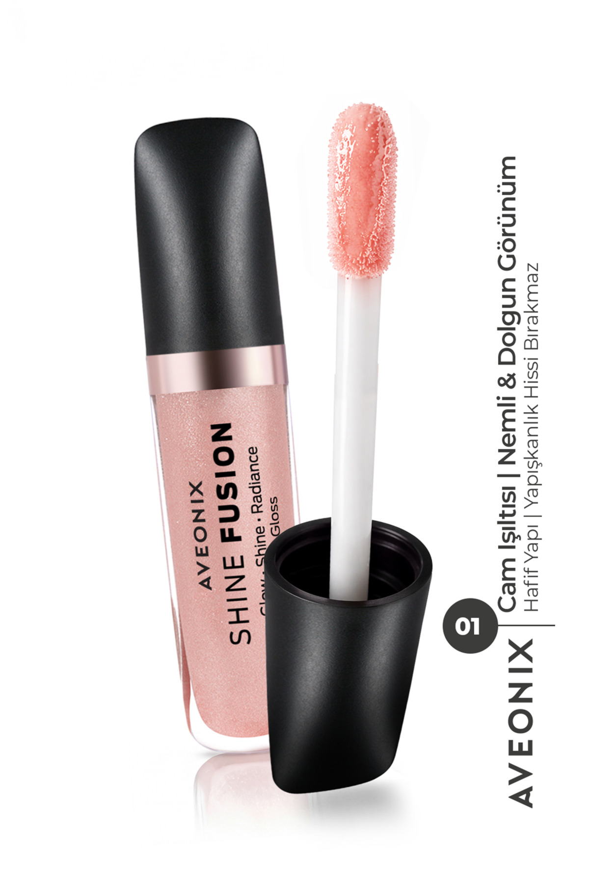 AVEONIX Doğal Işıltı Veren Shine Veil Lip Gloss 01 Parlak Bitişli Dolgun Dudak Parlatıcısı