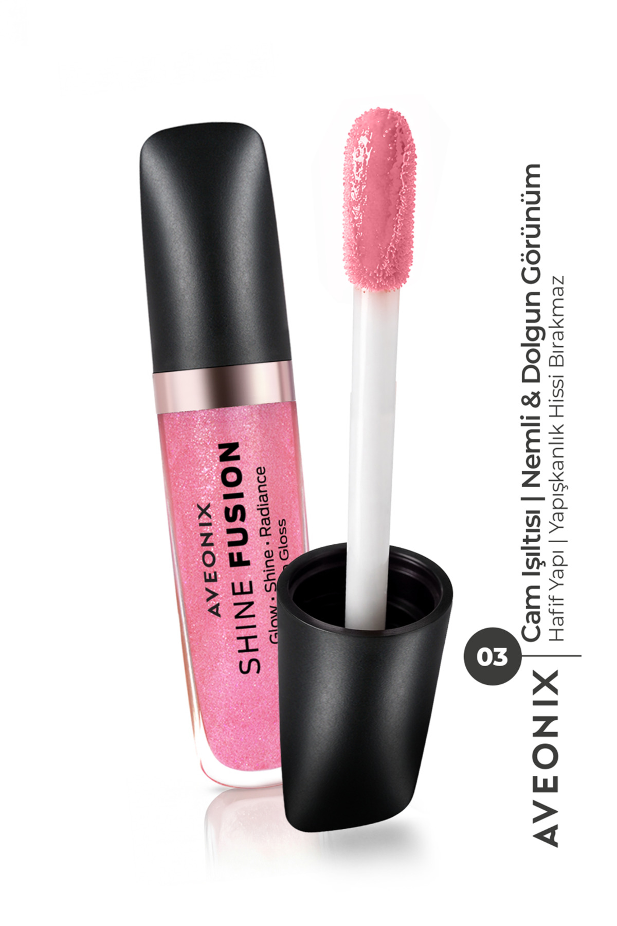 AVEONIX Doğal Işıltı Veren Shine Veil Lip Gloss 03 Parlak Bitişli Dolgun Dudak Parlatıcısı