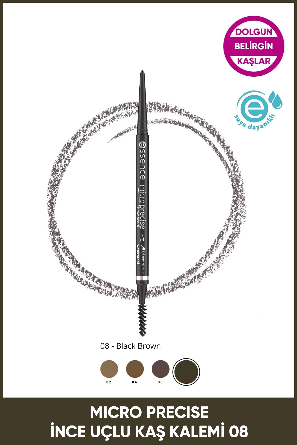 Essence Micro Precise Suya Dayanıklı Kaş Kalemi No: 08