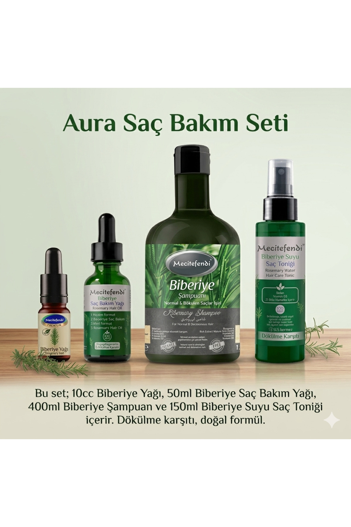 kademgiller Aura Biberiye Saç Bakım Seti - Dökülme Karşıtı Şampuan Yağ Tonik