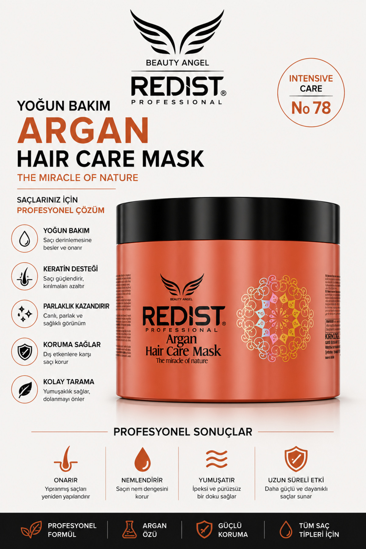 Redist Kuru Ve Yıpranmış Saçlara Özel Argan Yağlı Saç Bakım Maskesi 475 ml