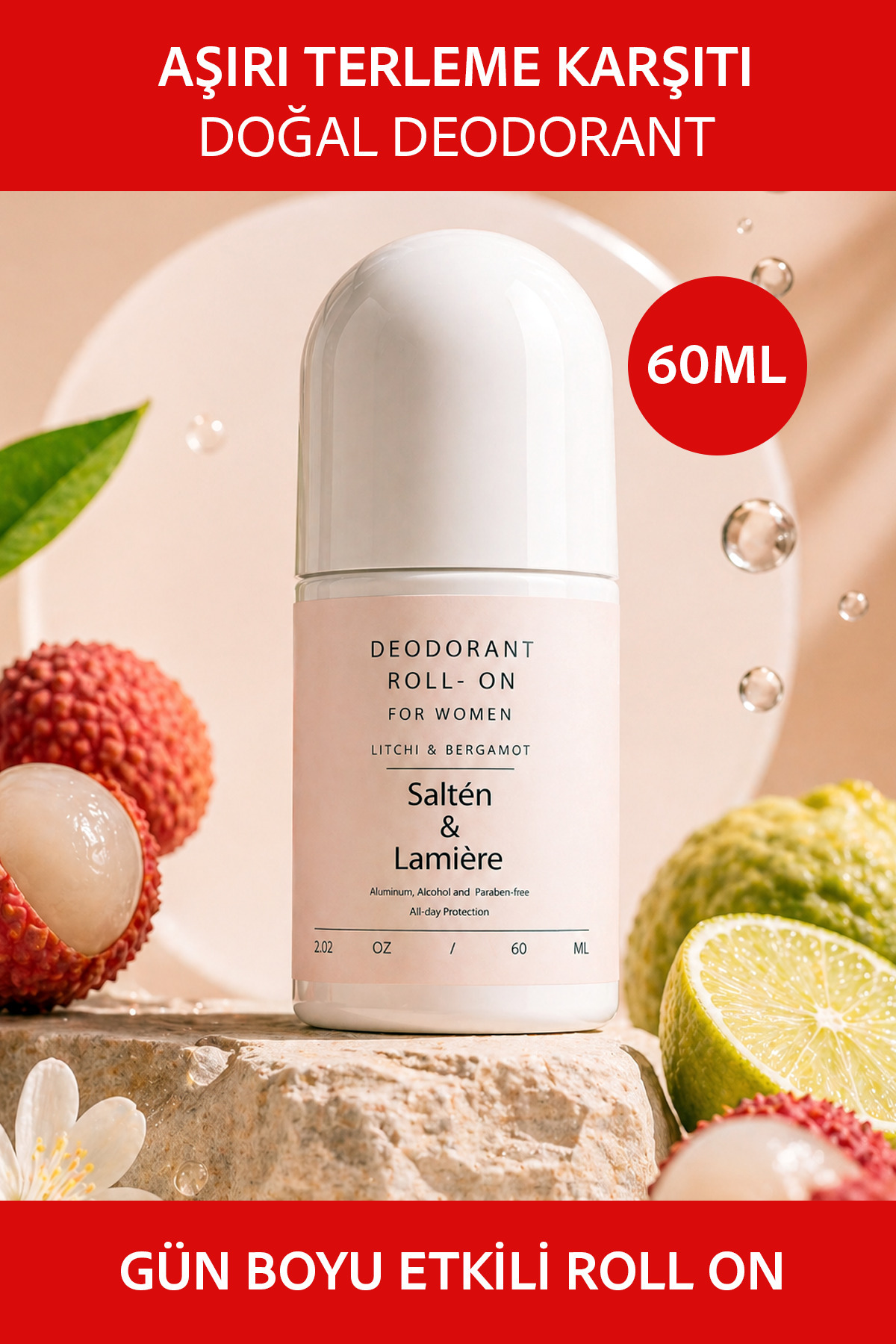 Salten Lamıere Koltuk Altı Roll On Aşırı Terleme ve Ter Kokusu Önleyici Doğal Beyazlatıcı Etkili Kadın Deodorant 60ml