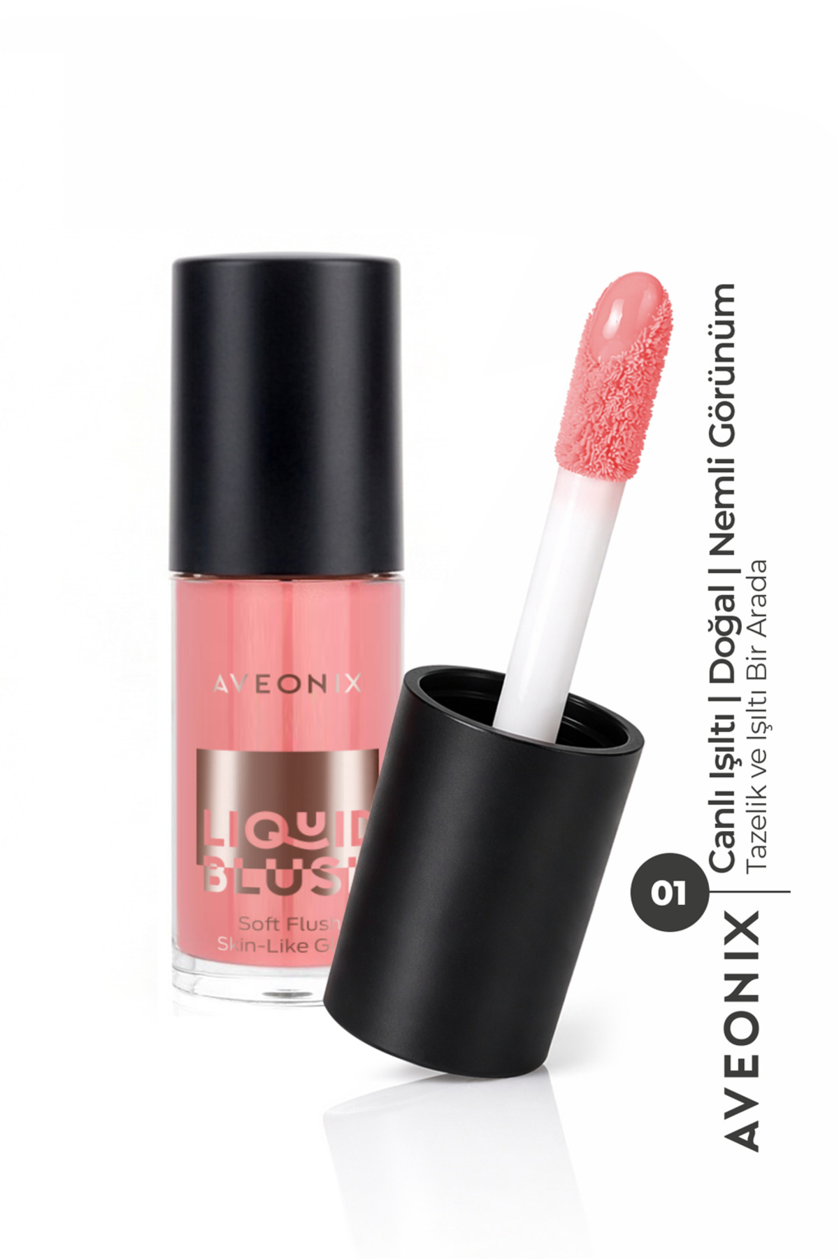 AVEONIX 3 in 1 Glow Tint 01 Çok Amaçlı Likit Yoğun Pigmentli Parlaklık Veren Allık Ruj Göz Farı