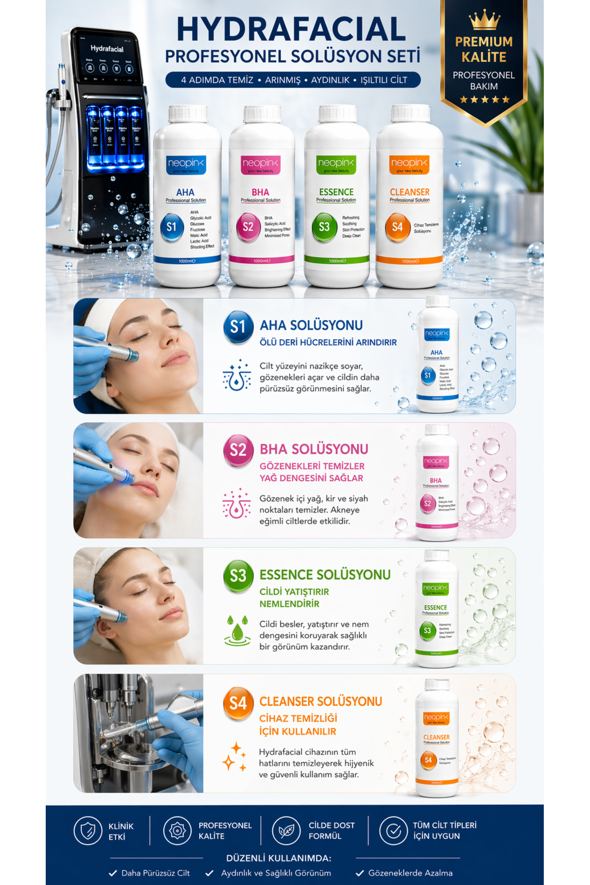 neopink Hydrafacial Cilt Bakım Solüsyonu 4 Lü Set