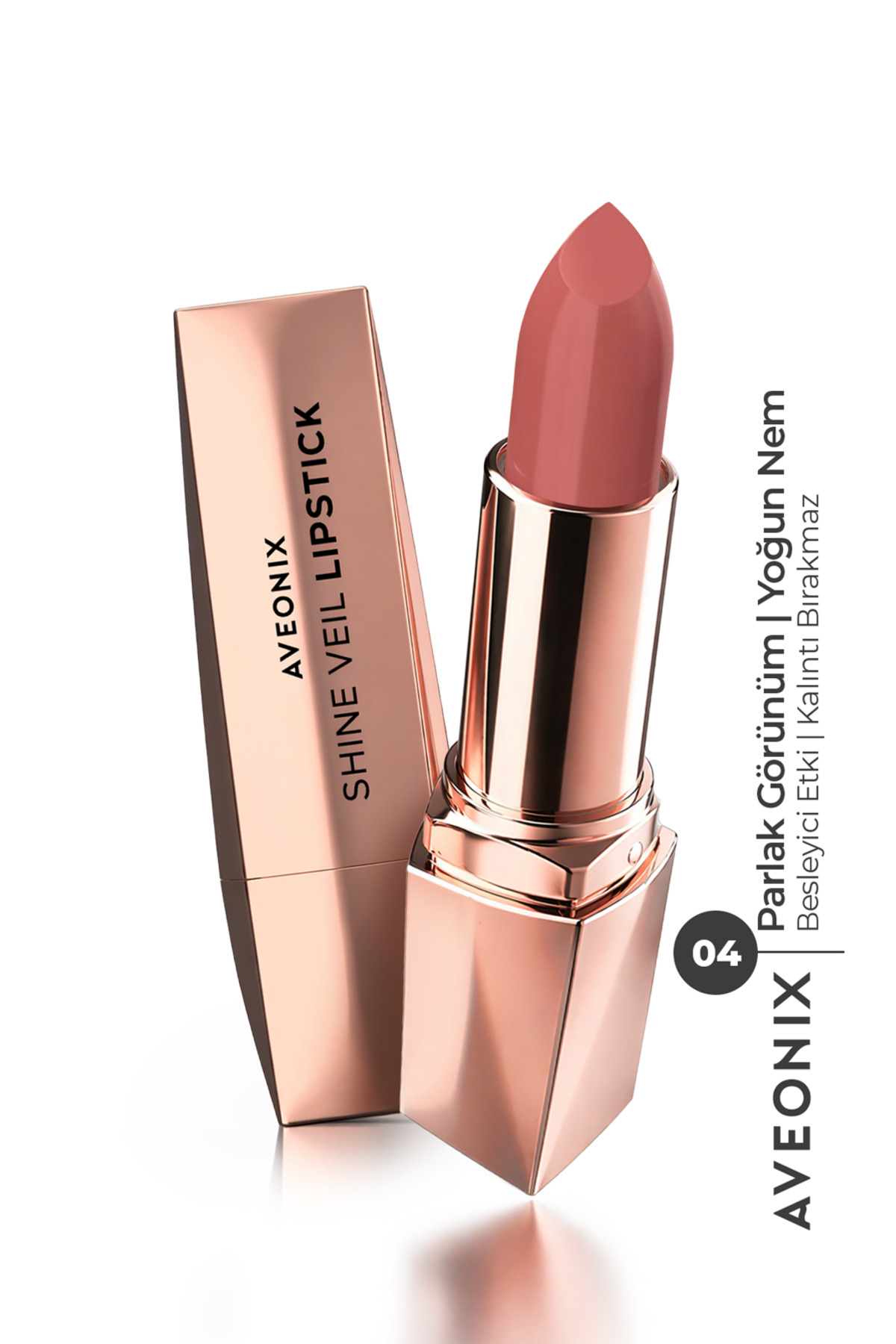 AVEONIX Shine Veil Parlak Ruj 04 Nemlendirici Pürüzsüz Dolgun Dudak Etkili Lipstick