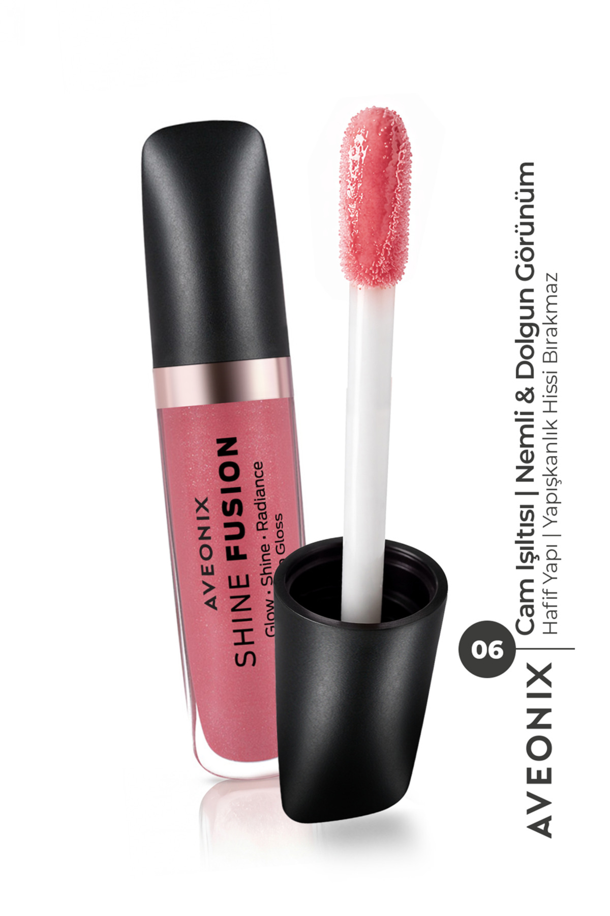 AVEONIX Doğal Işıltı Veren Shine Veil Lip Gloss 06 Parlak Bitişli Dolgun Dudak Parlatıcısı