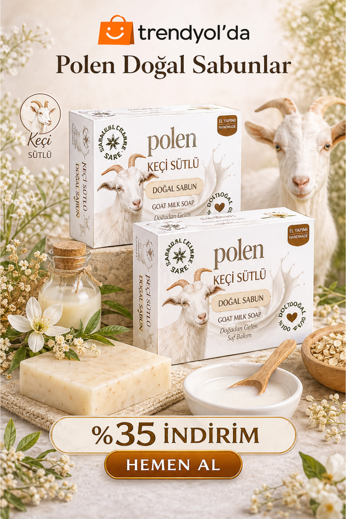POLEN Doğal Sabun Seti – 2’li Avantaj Paketi (100 g x 2)