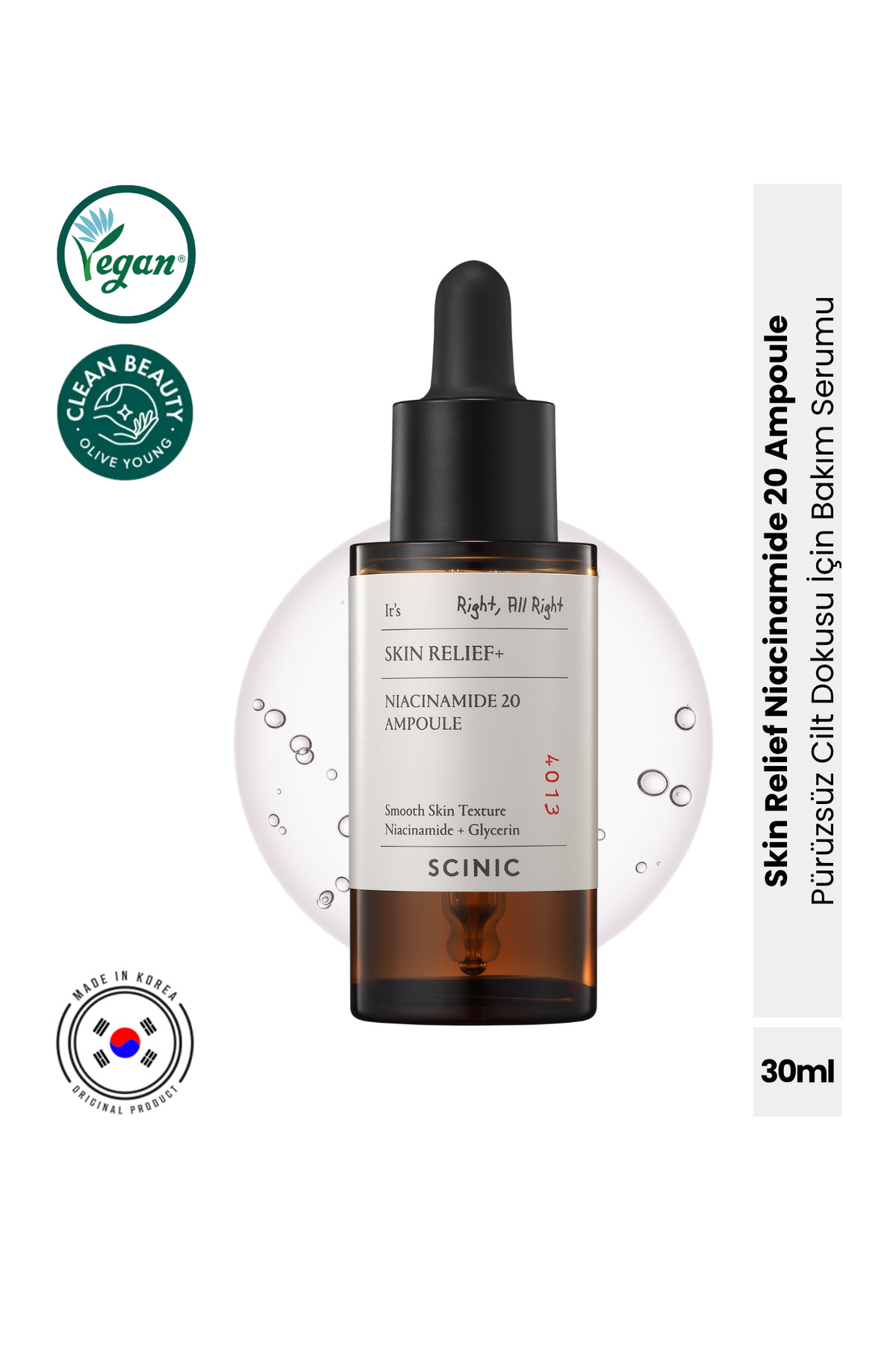 SCINIC Skin Relief Niacinamide 20 Ampoule Gözenek ve Ton Eşitleyici Serum 30ml