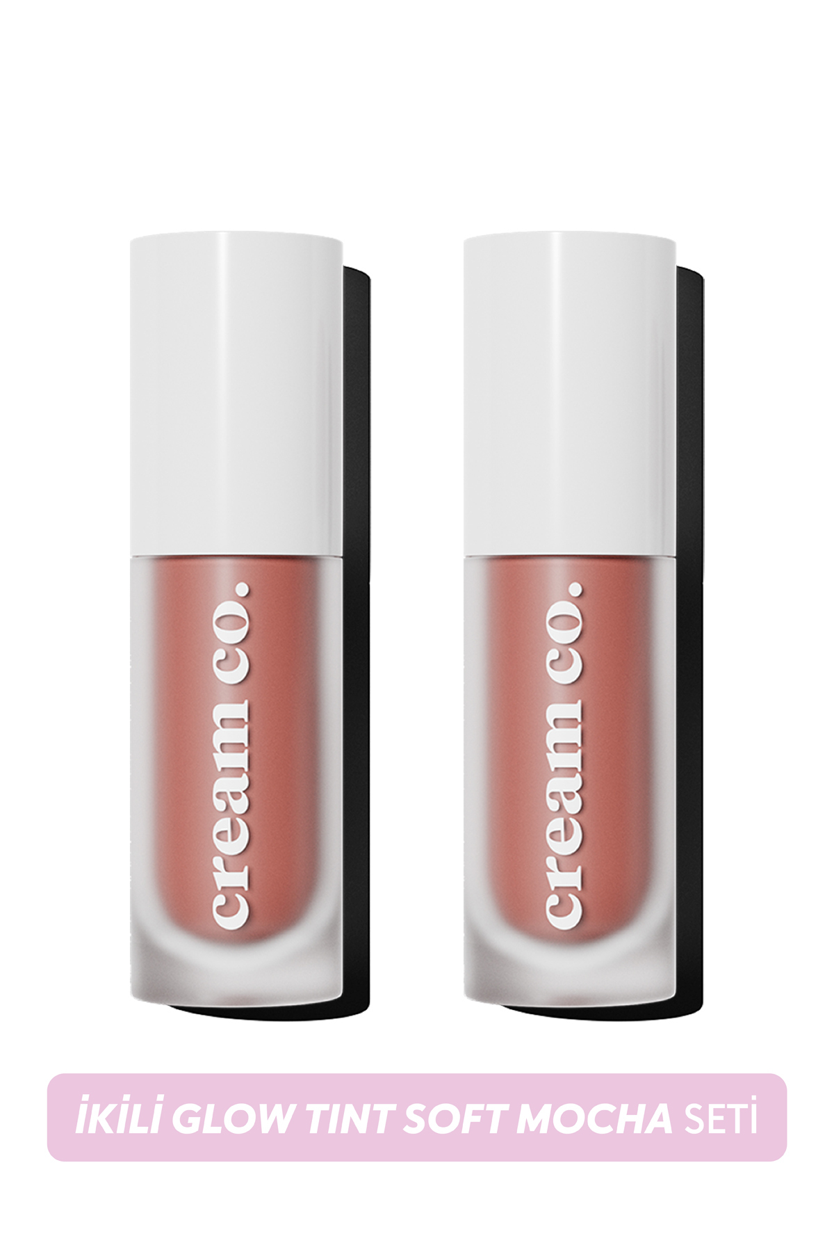 Cream Co. İkili Glow Tint Soft Mocha Seti Nude Allık Ruj Göz Farı Nemlendirici Makyaj Hyaluronik Asit Peptit